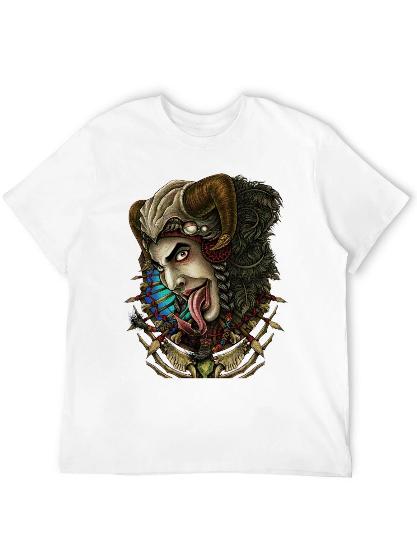 Horned Devil Graphic Print Black T-Shirt