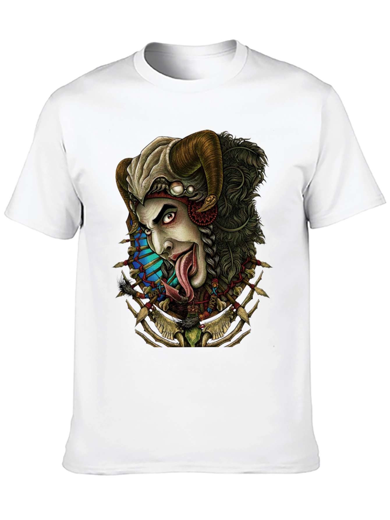 Horned Devil Graphic Print Black T-Shirt