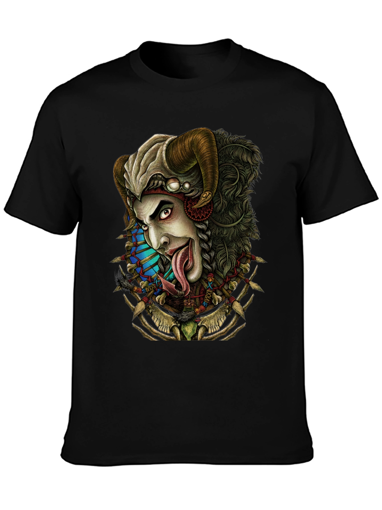 Horned Devil Graphic Print Black T-Shirt