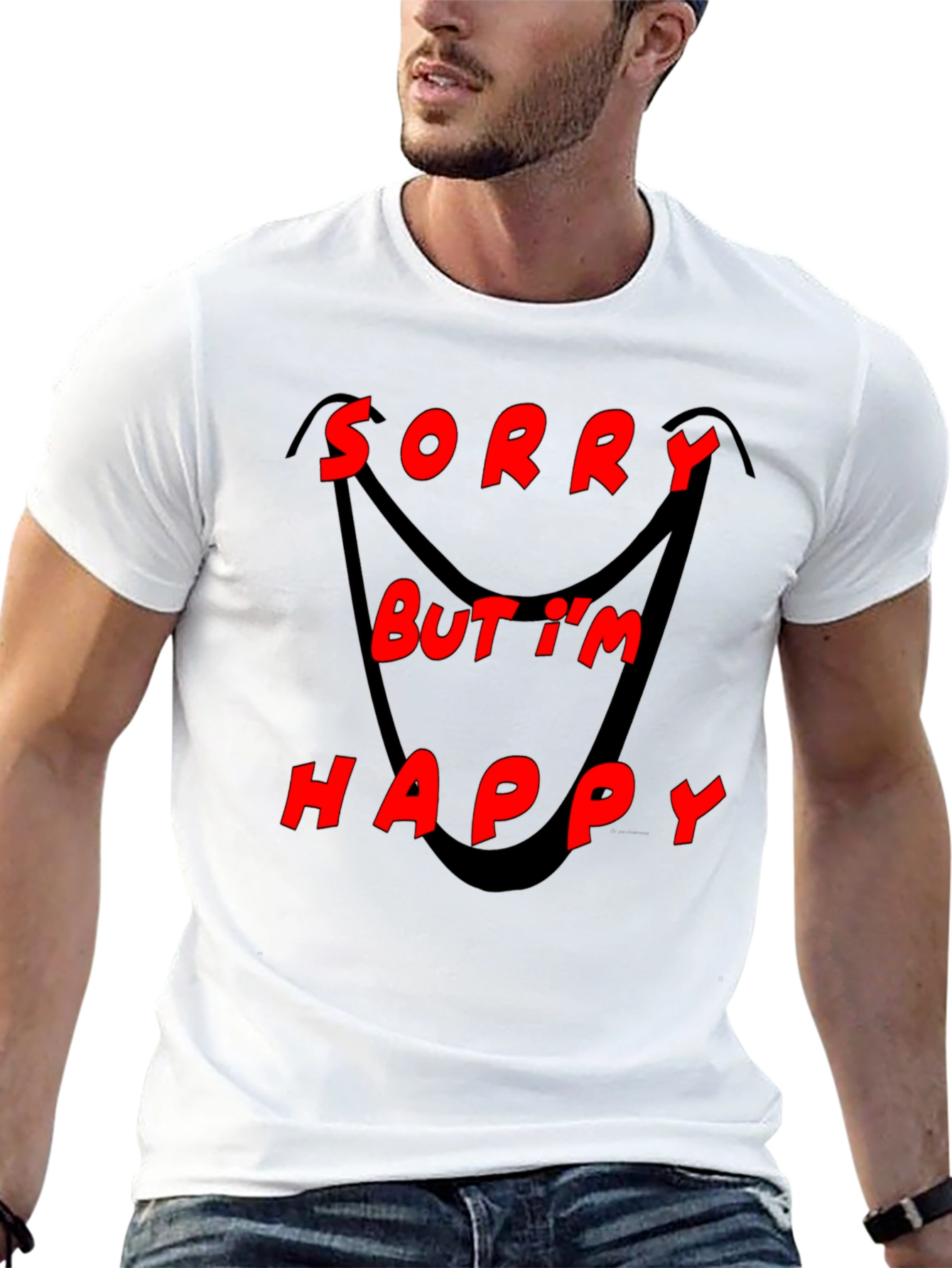 Sorry But Im Happy Graphic Black T-Shirt