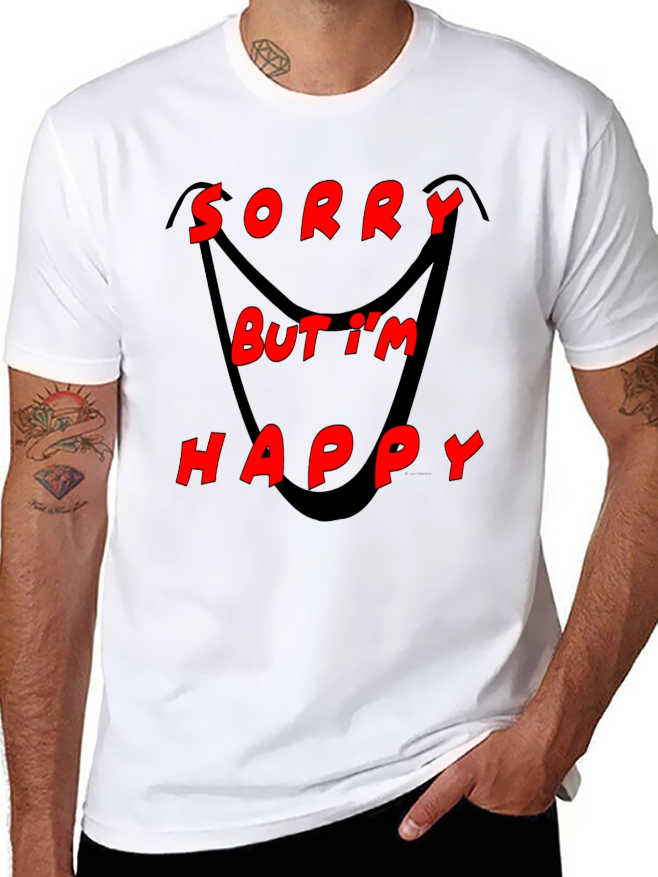 Sorry But Im Happy Graphic Black T-Shirt