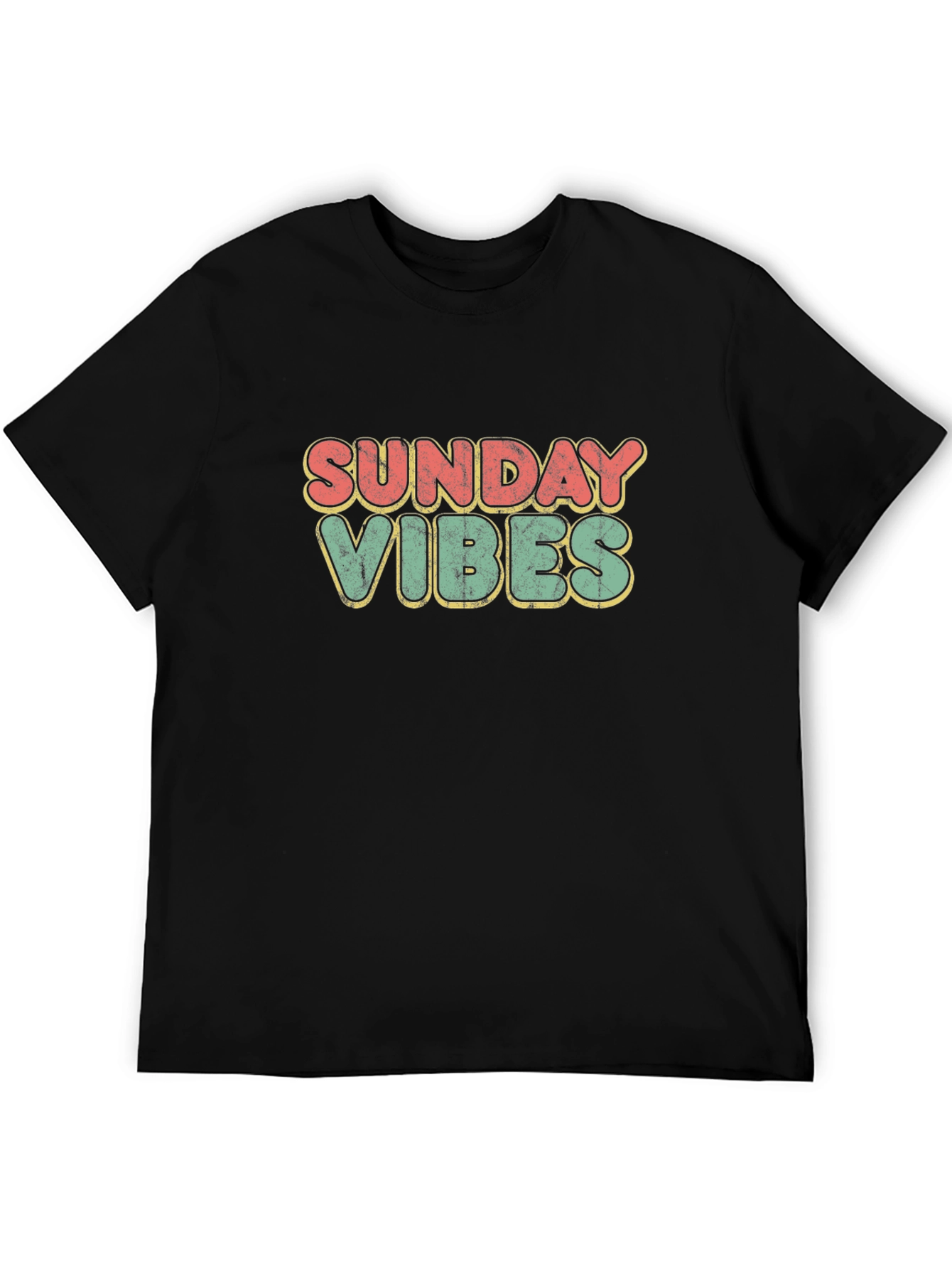 Sunday Vibes Retro Graphic Tee - Black