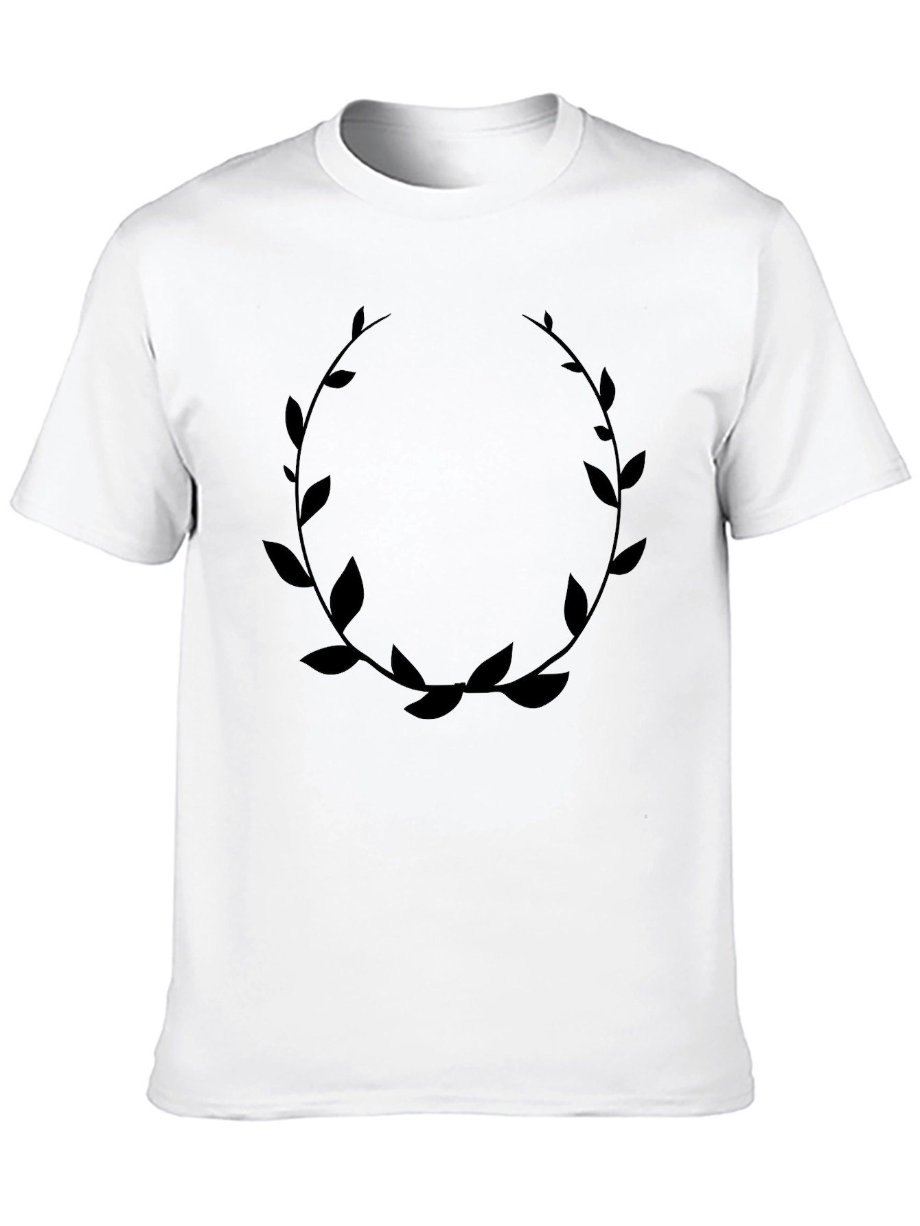Leaf Wreath Graphic Black T-Shirt - Modern Casual Style