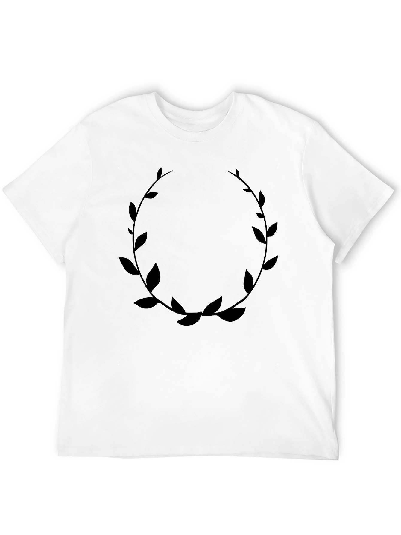 Leaf Wreath Graphic Black T-Shirt - Modern Casual Style