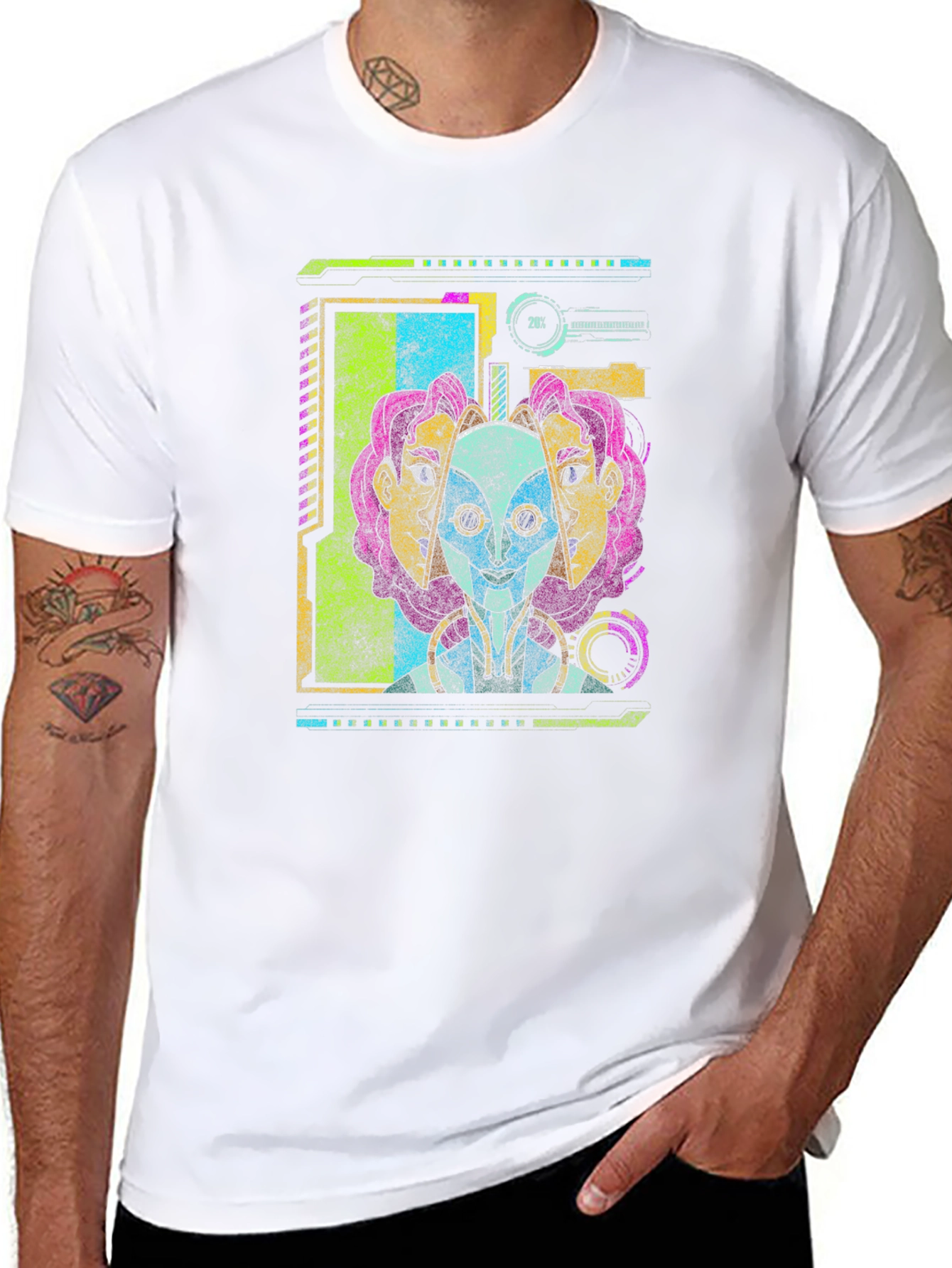 Sci-Fi Alien Head Graphic Tee - Black
