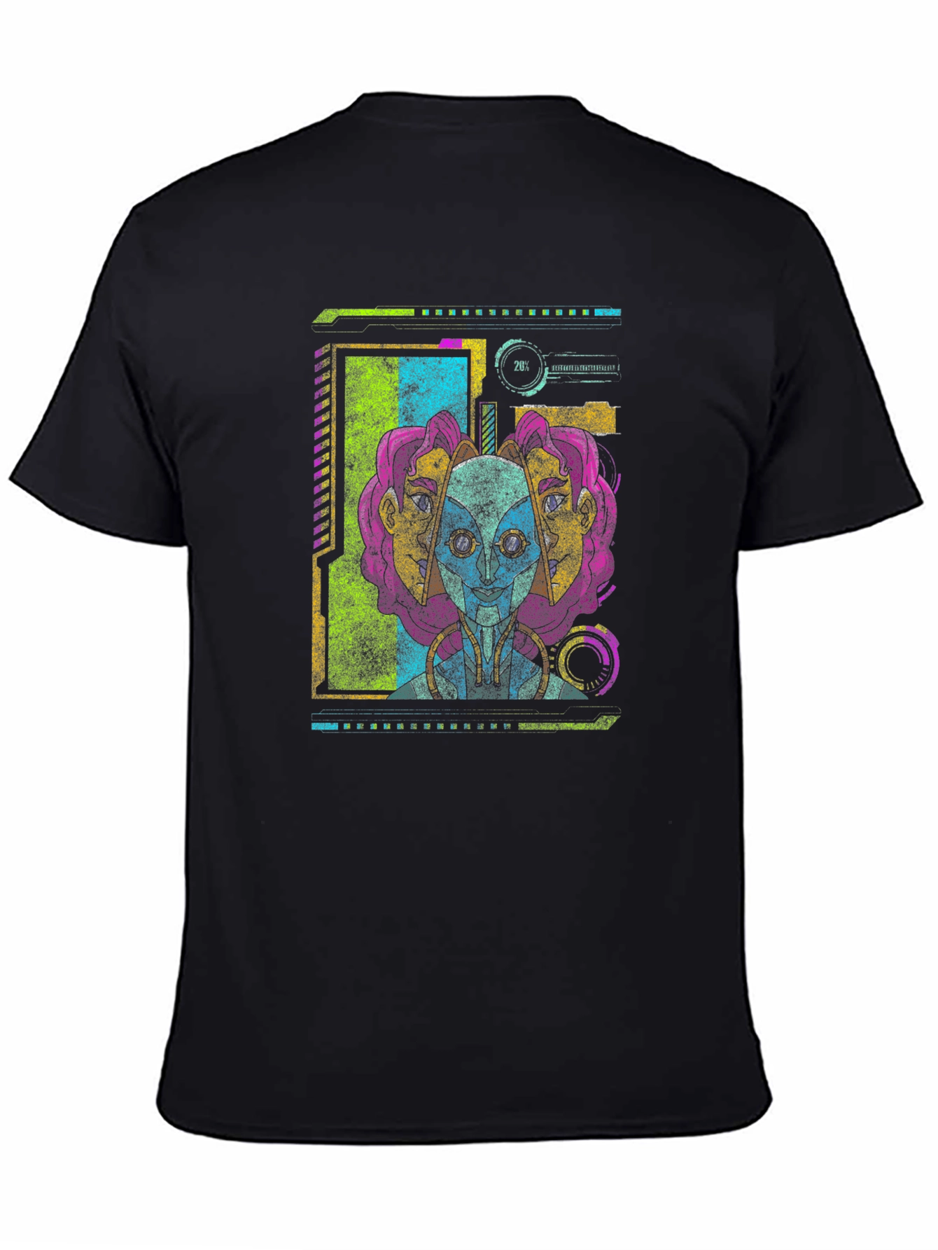 Sci-Fi Alien Head Graphic Tee - Black