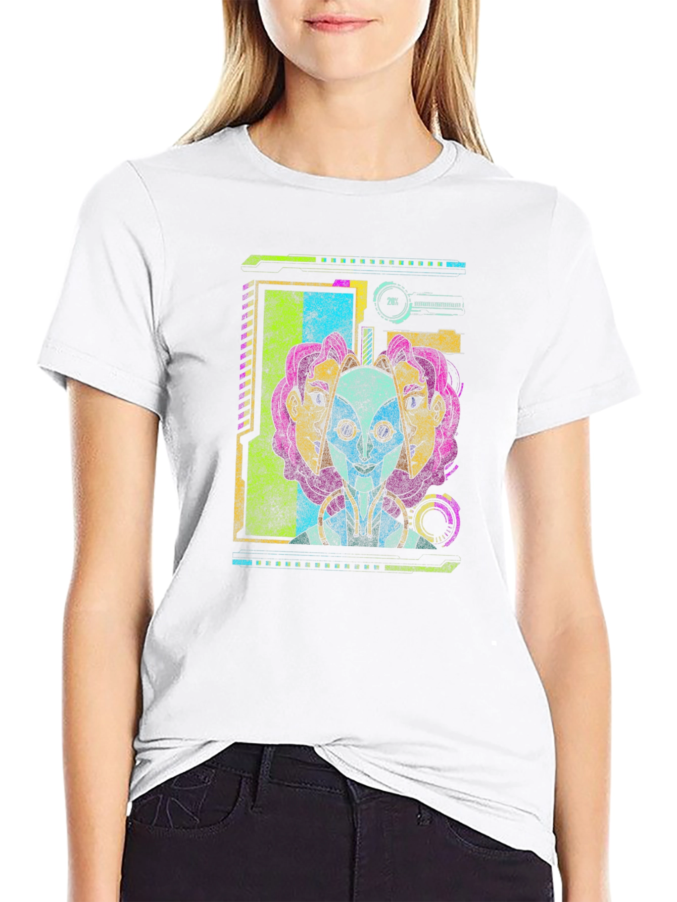 Sci-Fi Alien Head Graphic Tee - Black