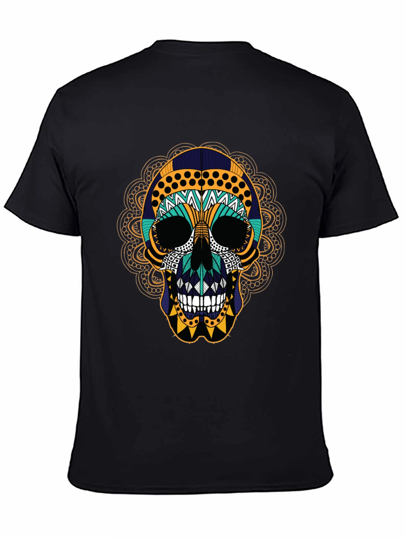 Day of the Dead Skull Graphic Tee - Black