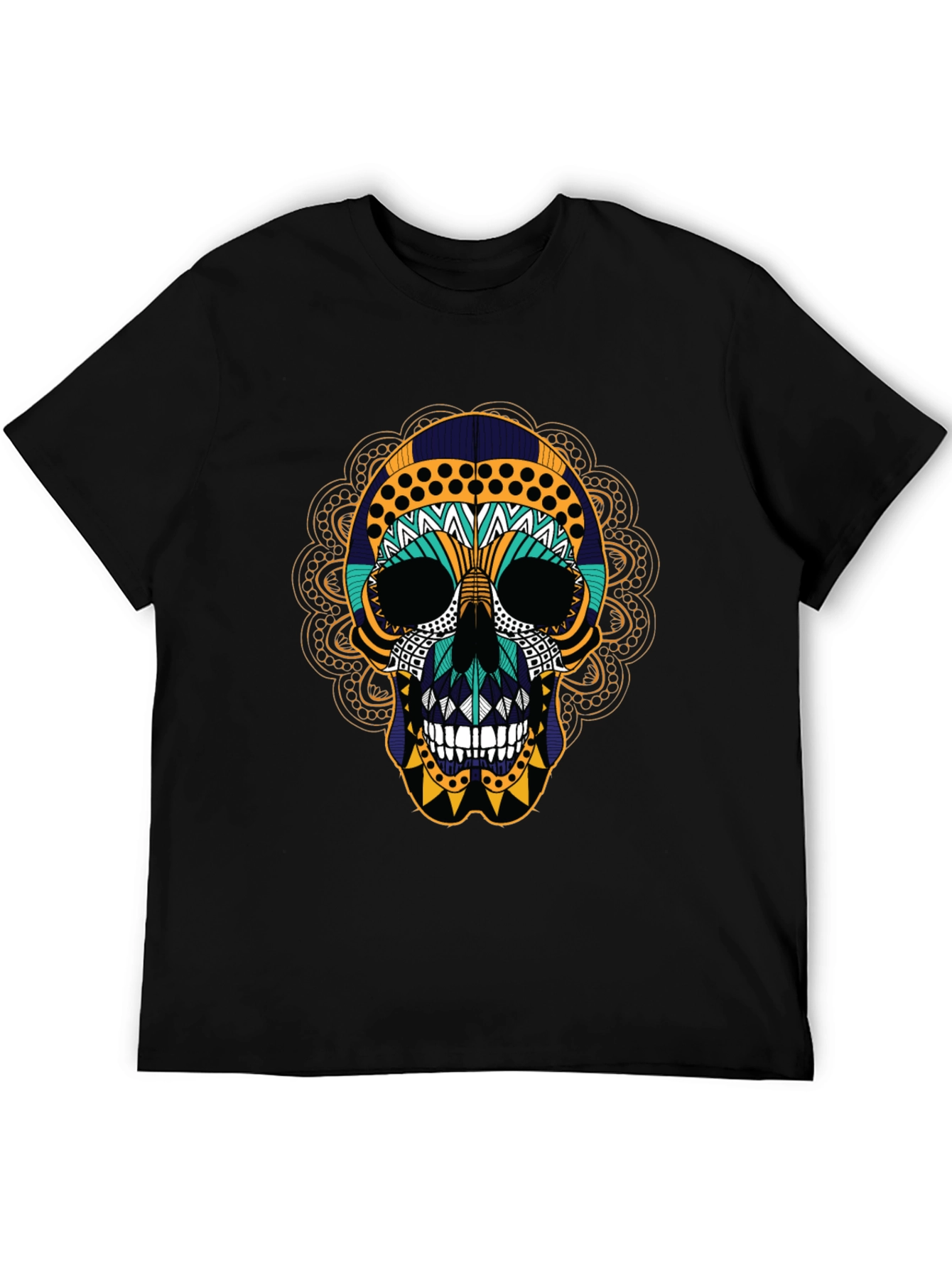 Day of the Dead Skull Graphic Tee - Black