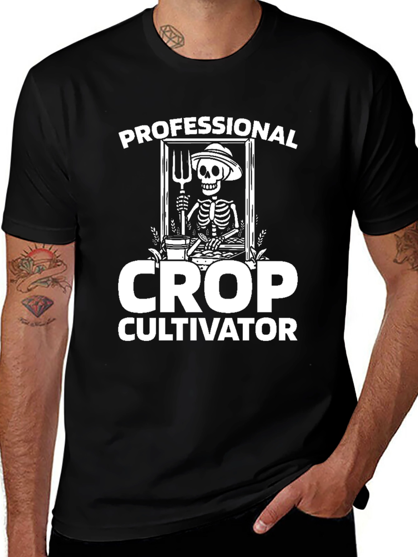 Professional Crop Cultivator T-Shirt - Skeleton Farmer Tee