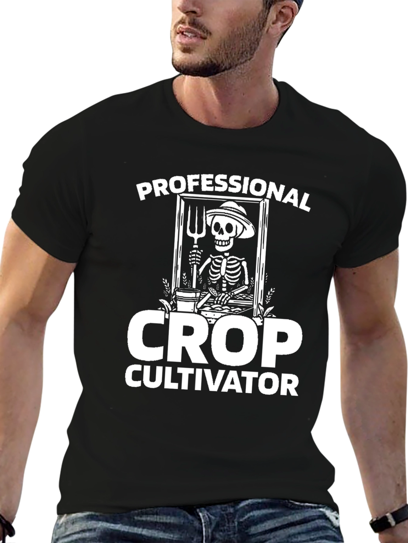 Professional Crop Cultivator T-Shirt - Skeleton Farmer Tee