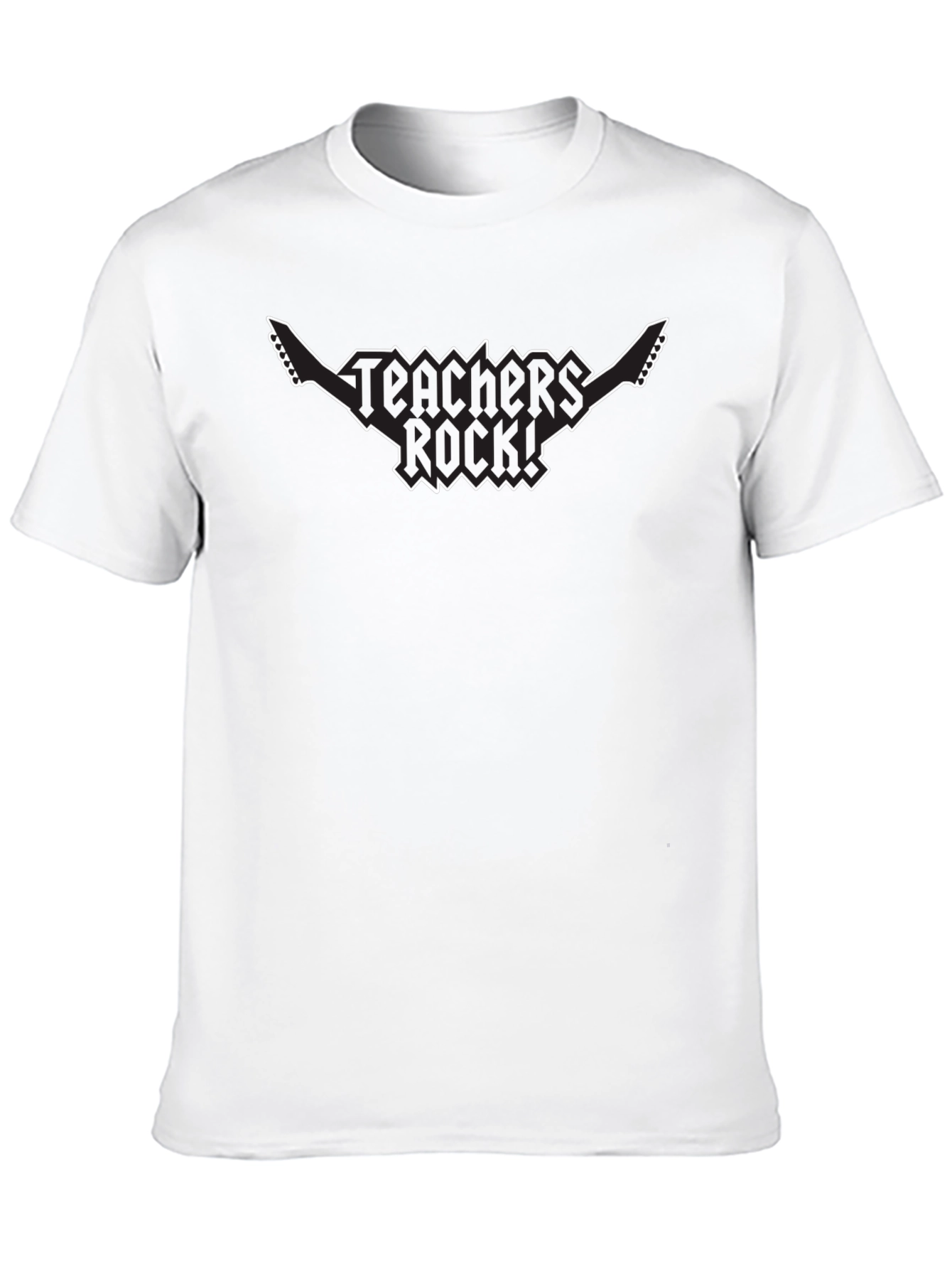 Teachers Rock! Guitar Graphic Tee - Black Cotton T-Shirt