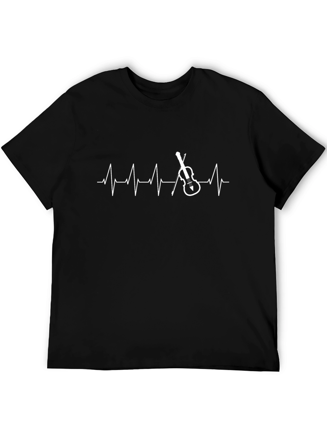 Violin Heartbeat Graphic Tee - Black
