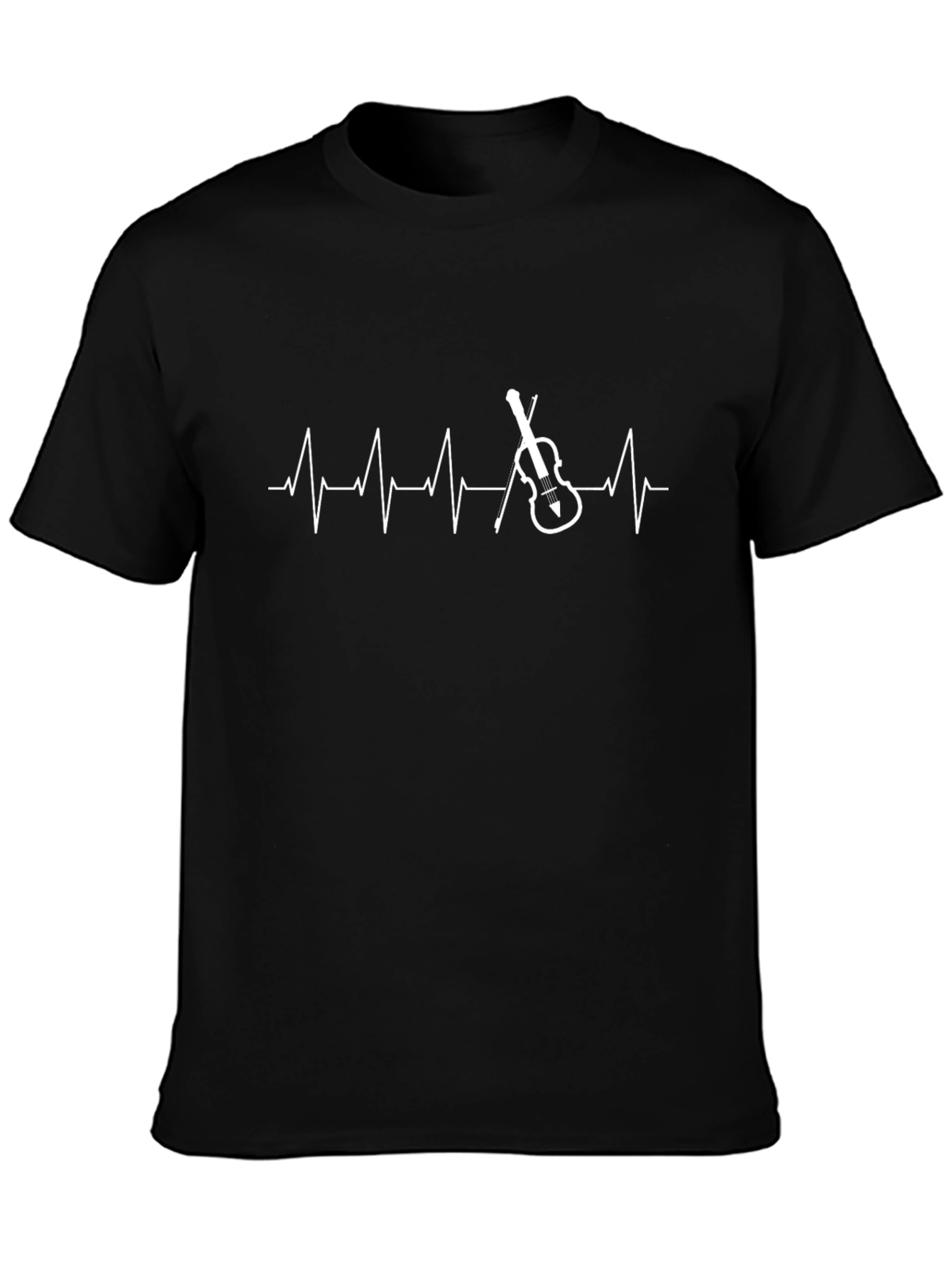 Violin Heartbeat Graphic Tee - Black