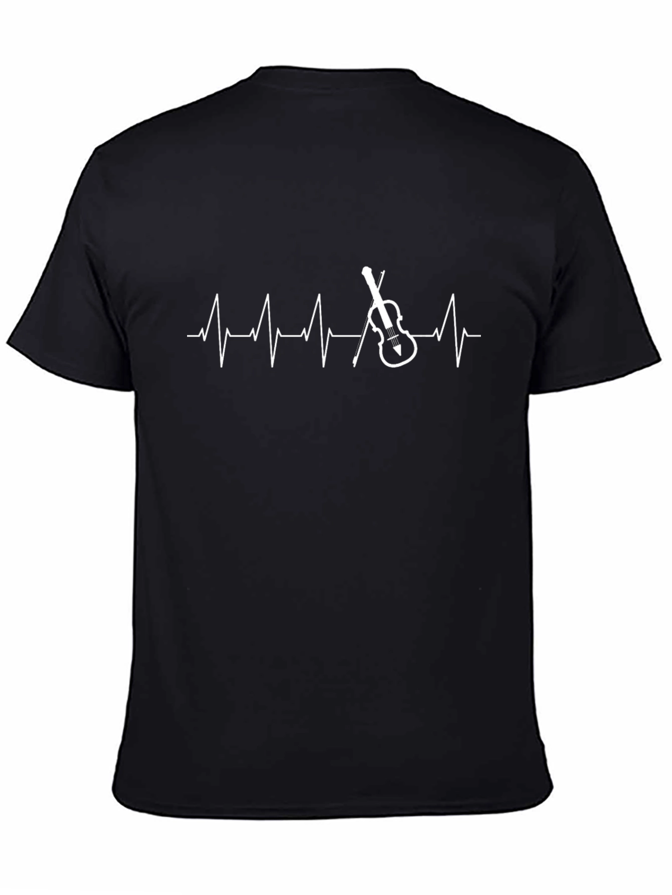 Violin Heartbeat Graphic Tee - Black
