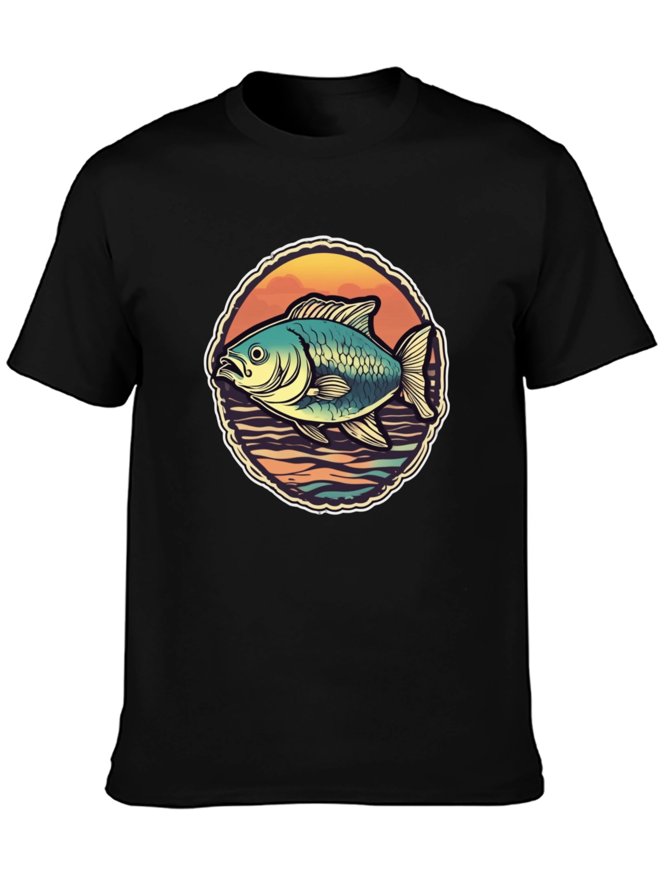 Mens Fish Graphic T-Shirt - Retro Design