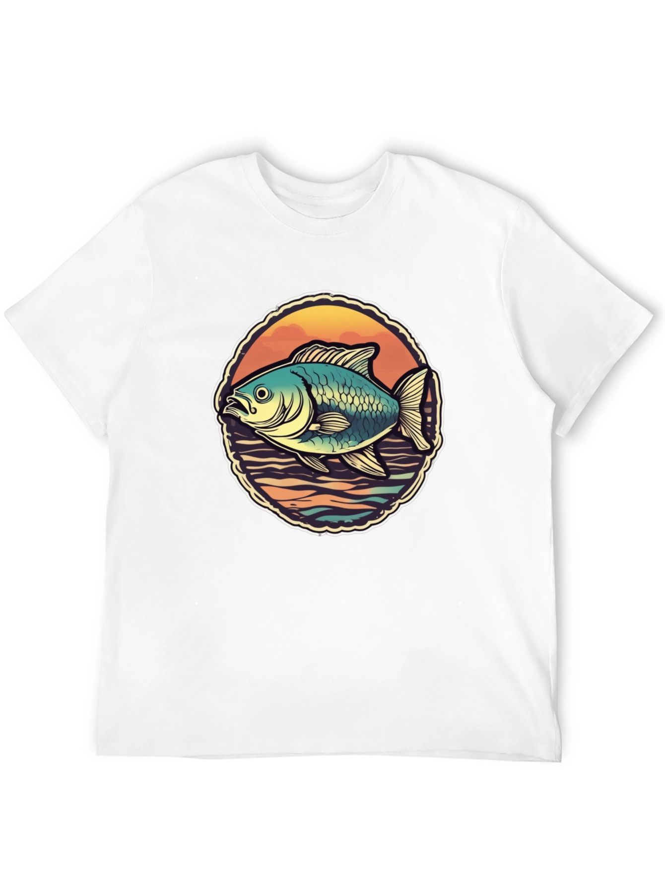 Mens Fish Graphic T-Shirt - Retro Design