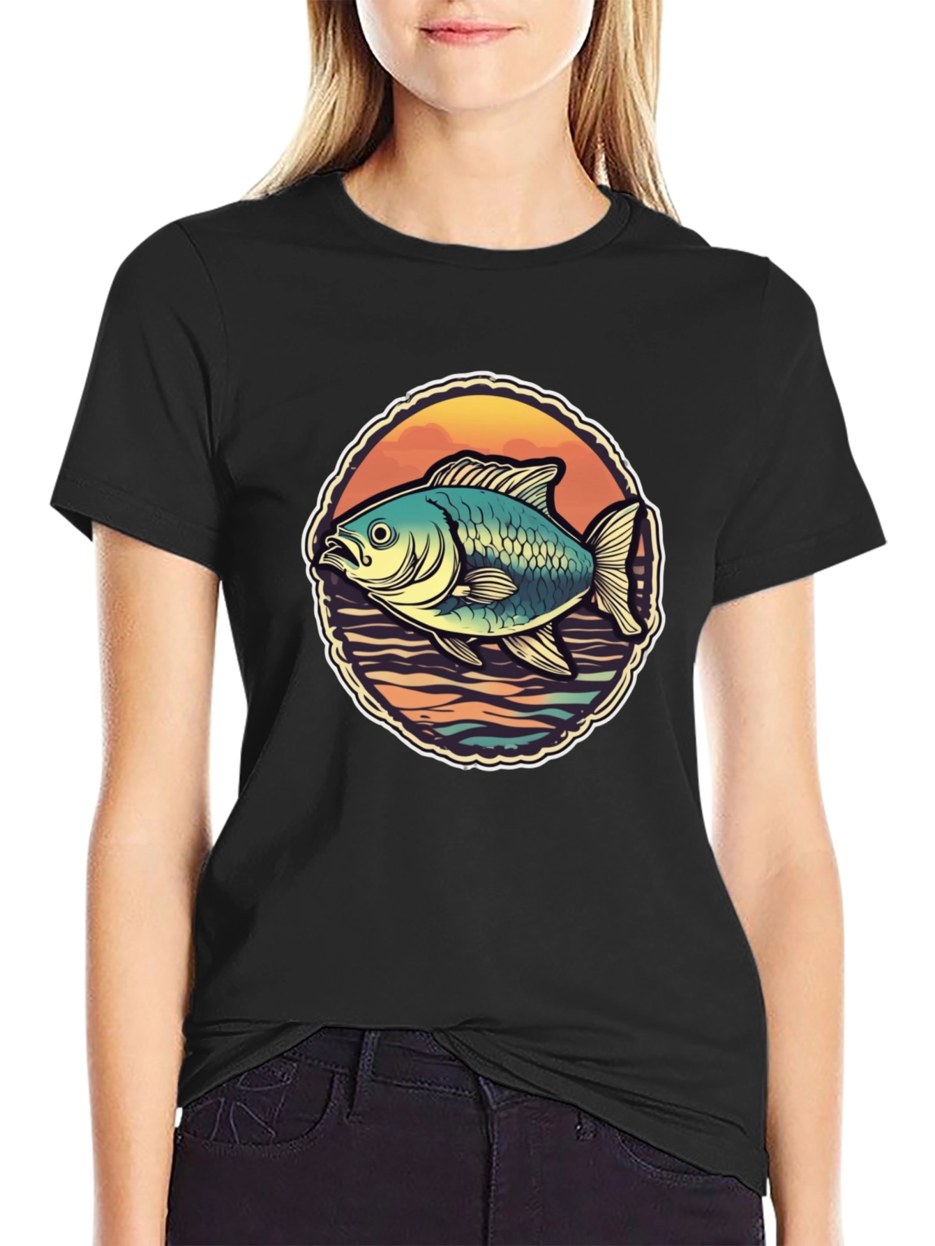Mens Fish Graphic T-Shirt - Retro Design