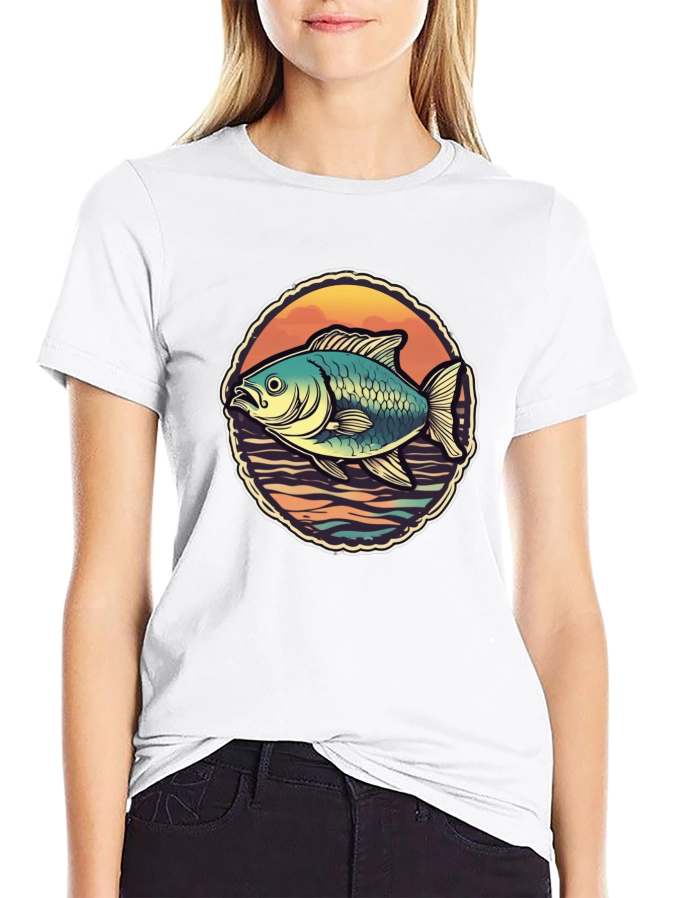 Mens Fish Graphic T-Shirt - Retro Design