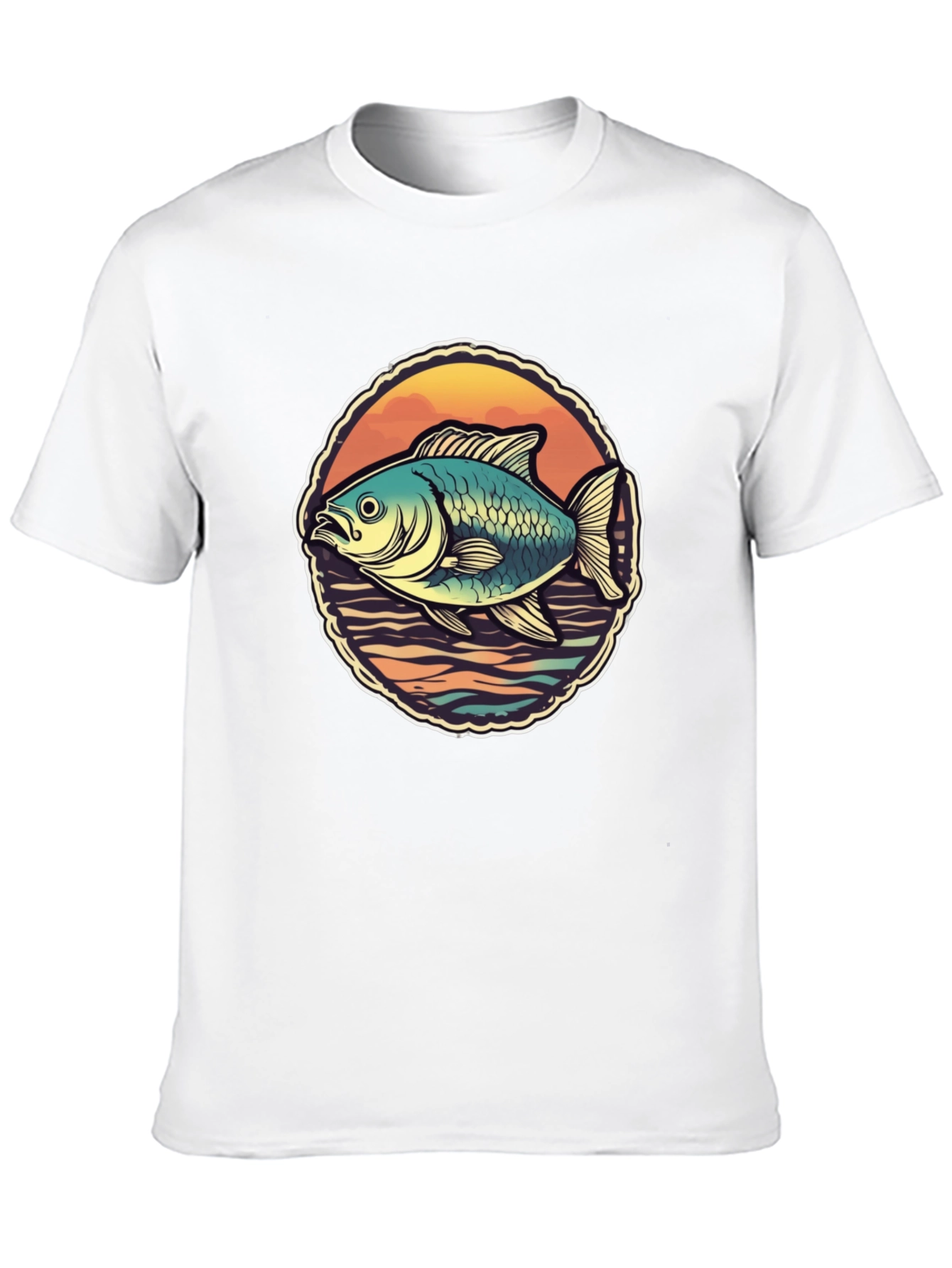 Mens Fish Graphic T-Shirt - Retro Design