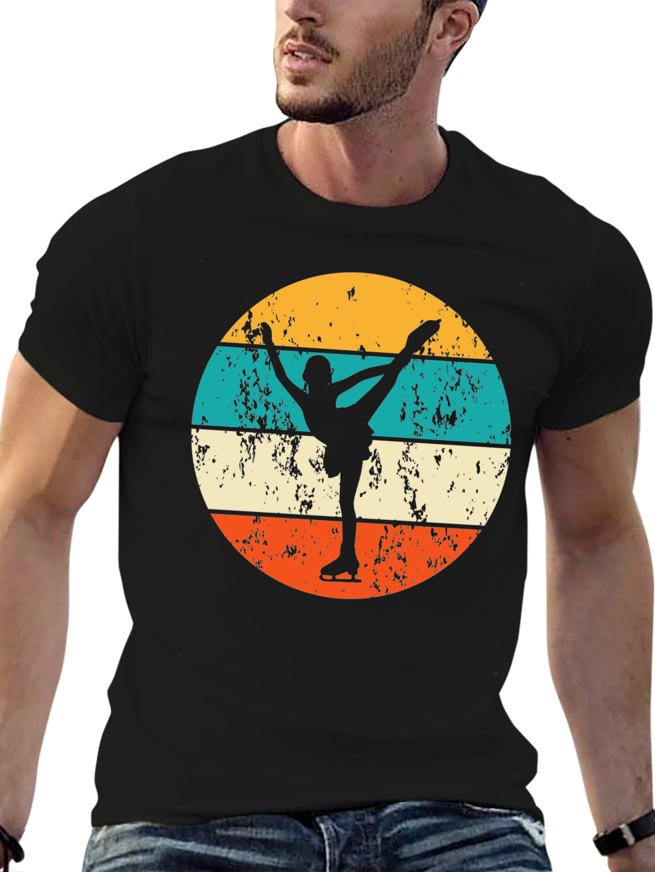 Retro Ice Skating T-Shirt - Figure Skater Silhouette Tee