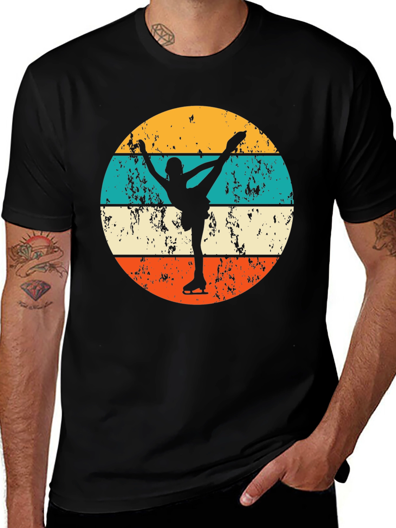 Retro Ice Skating T-Shirt - Figure Skater Silhouette Tee