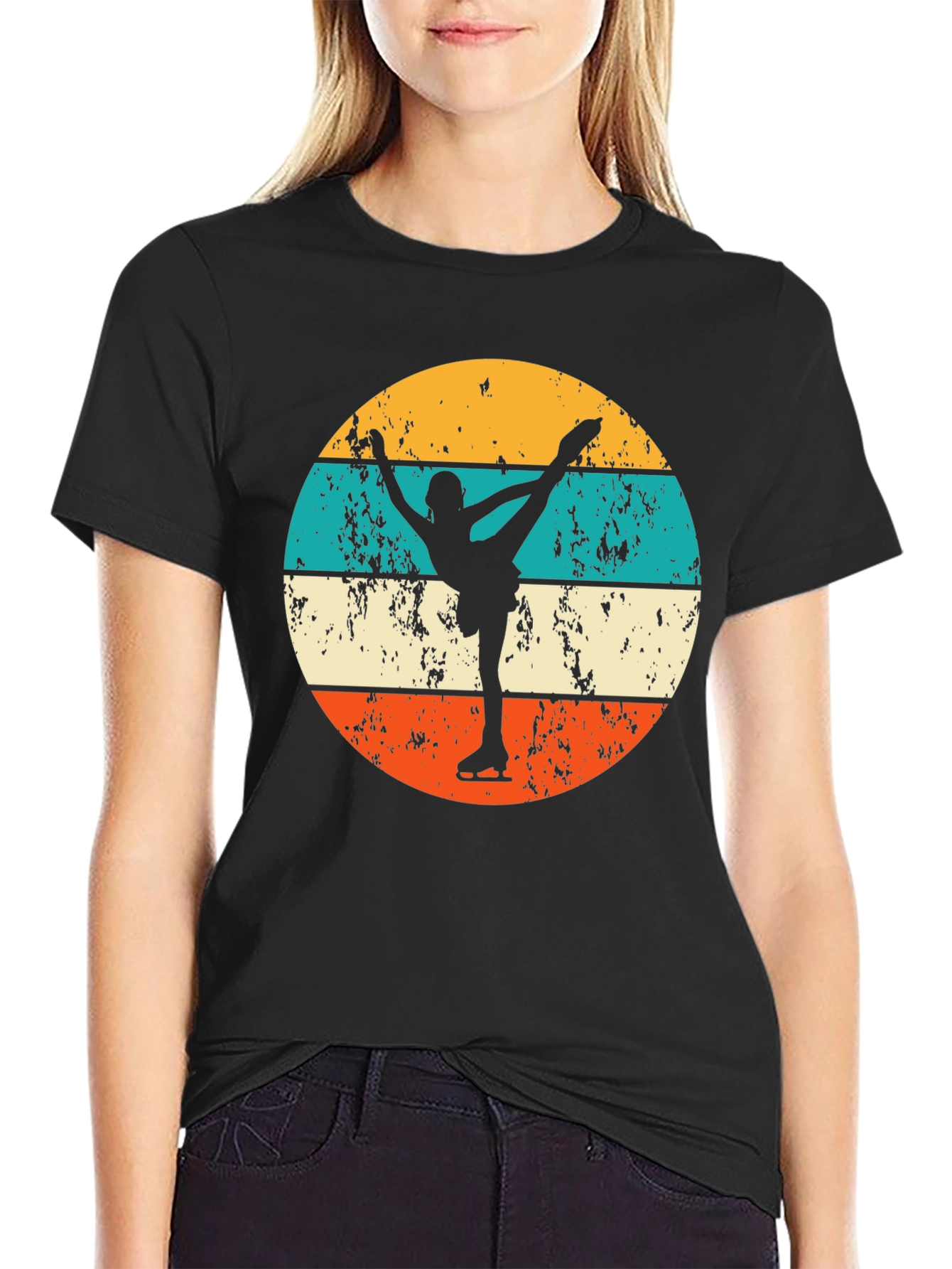 Retro Ice Skating T-Shirt - Figure Skater Silhouette Tee