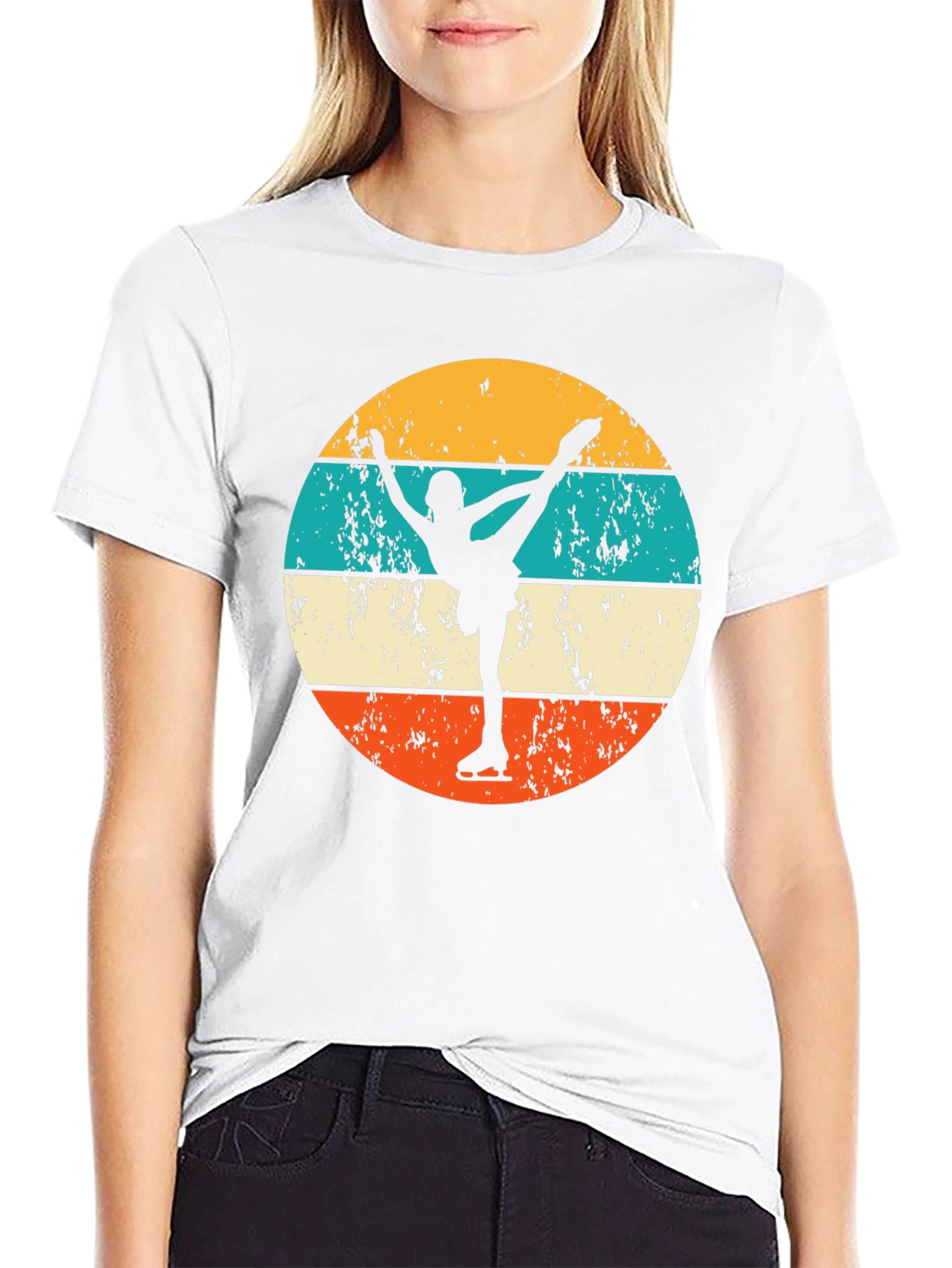 Retro Ice Skating T-Shirt - Figure Skater Silhouette Tee