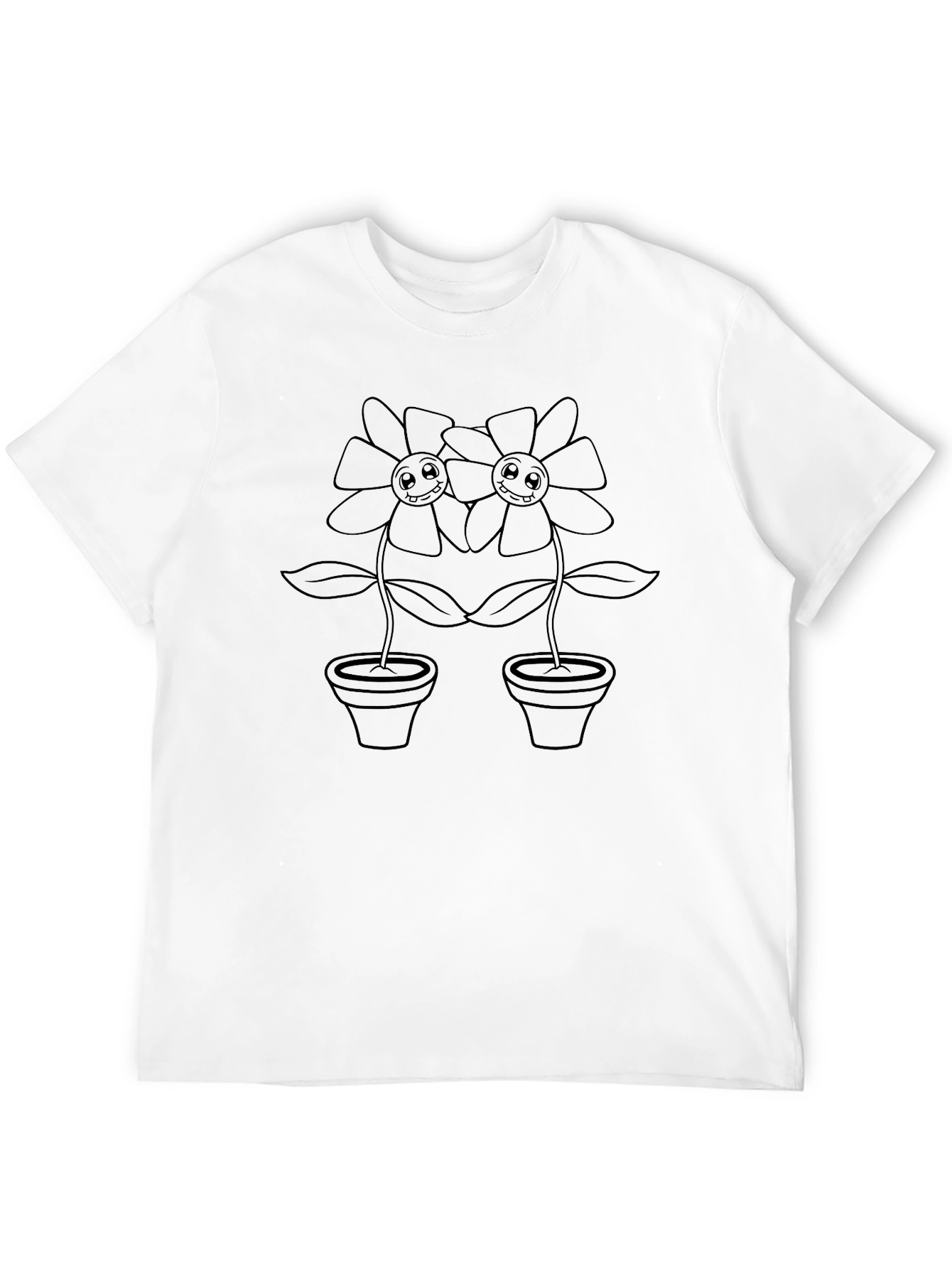 Black Cartoon Flower Graphic Tee