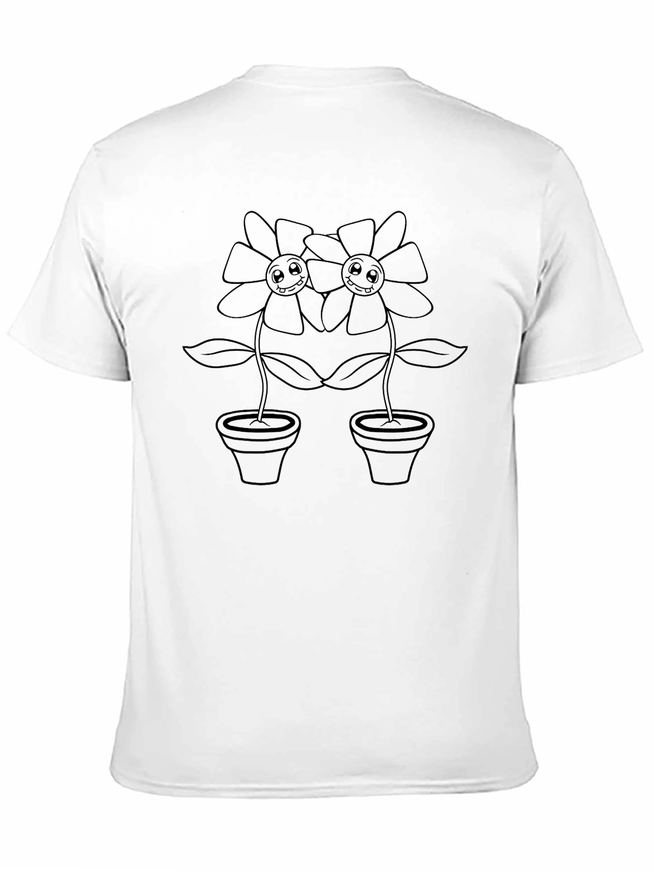 Black Cartoon Flower Graphic Tee
