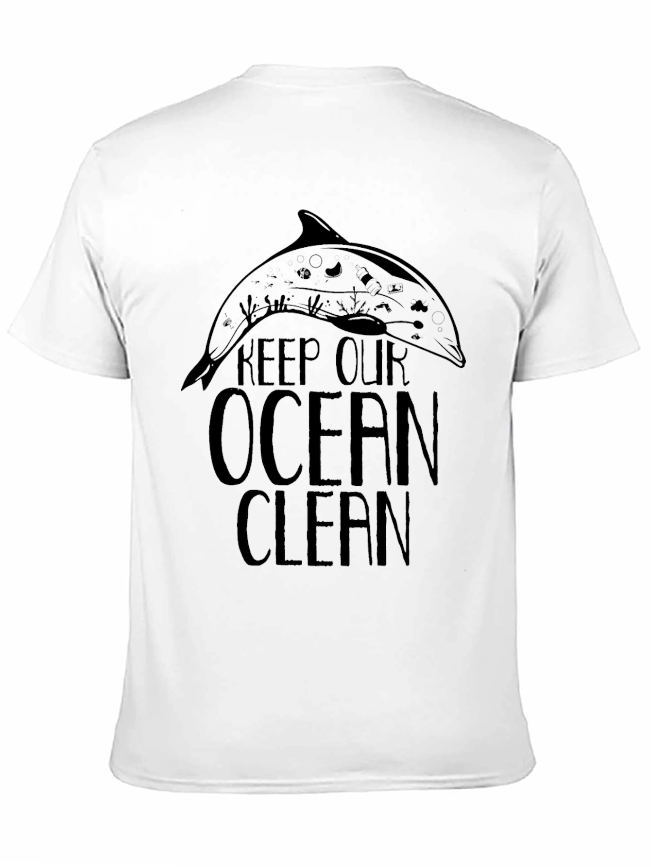 Keep Our Ocean Clean Dolphin Graphic Tee - Black