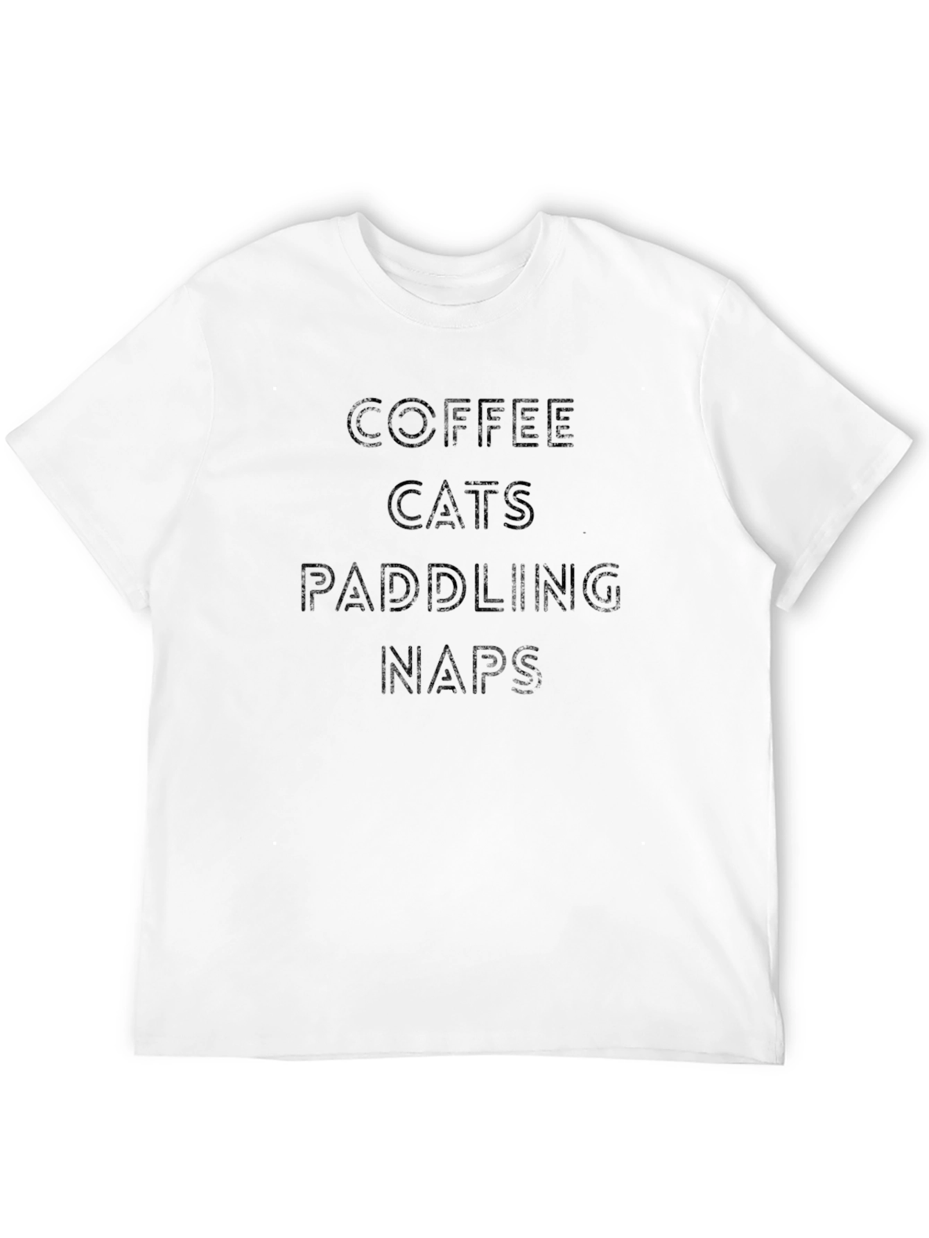 Coffee Cats Paddling Naps Black T-Shirt