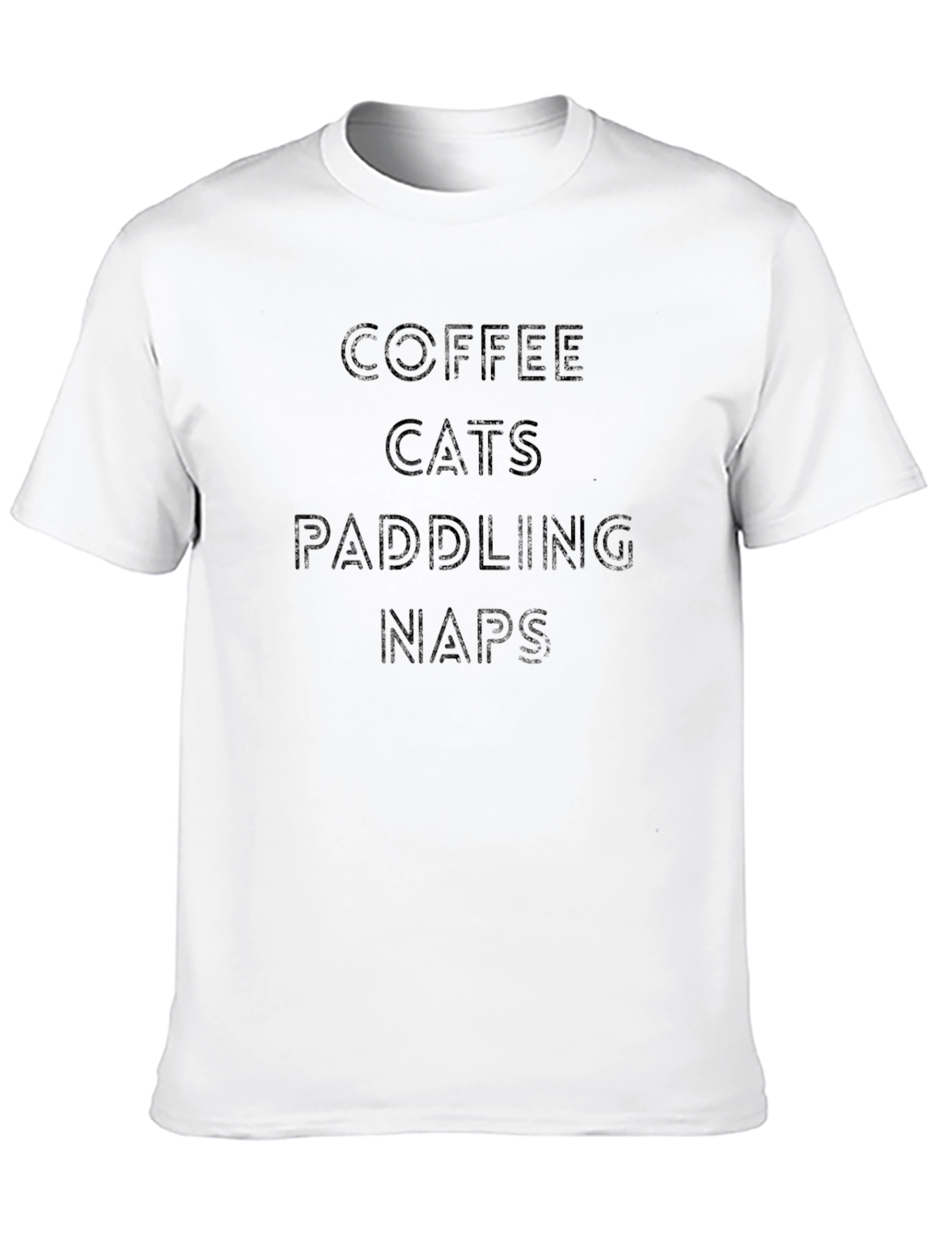 Coffee Cats Paddling Naps Black T-Shirt