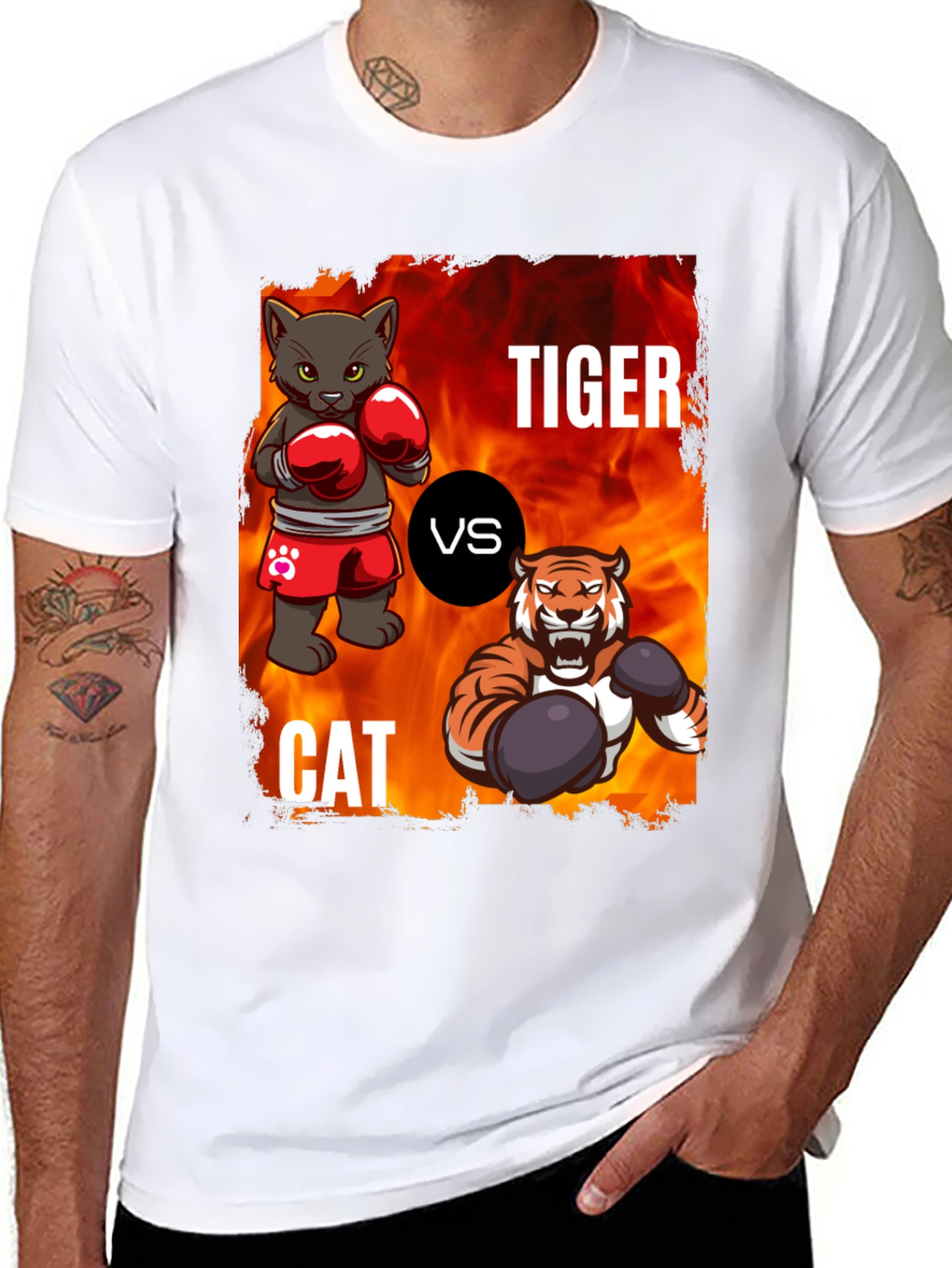 Tiger vs Cat Boxing T-Shirt