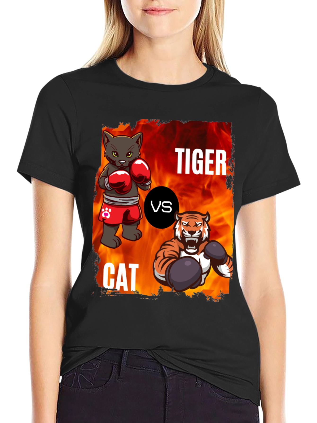 Tiger vs Cat Boxing T-Shirt