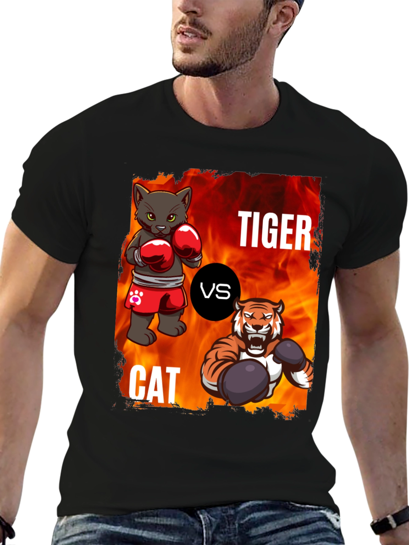 Tiger vs Cat Boxing T-Shirt