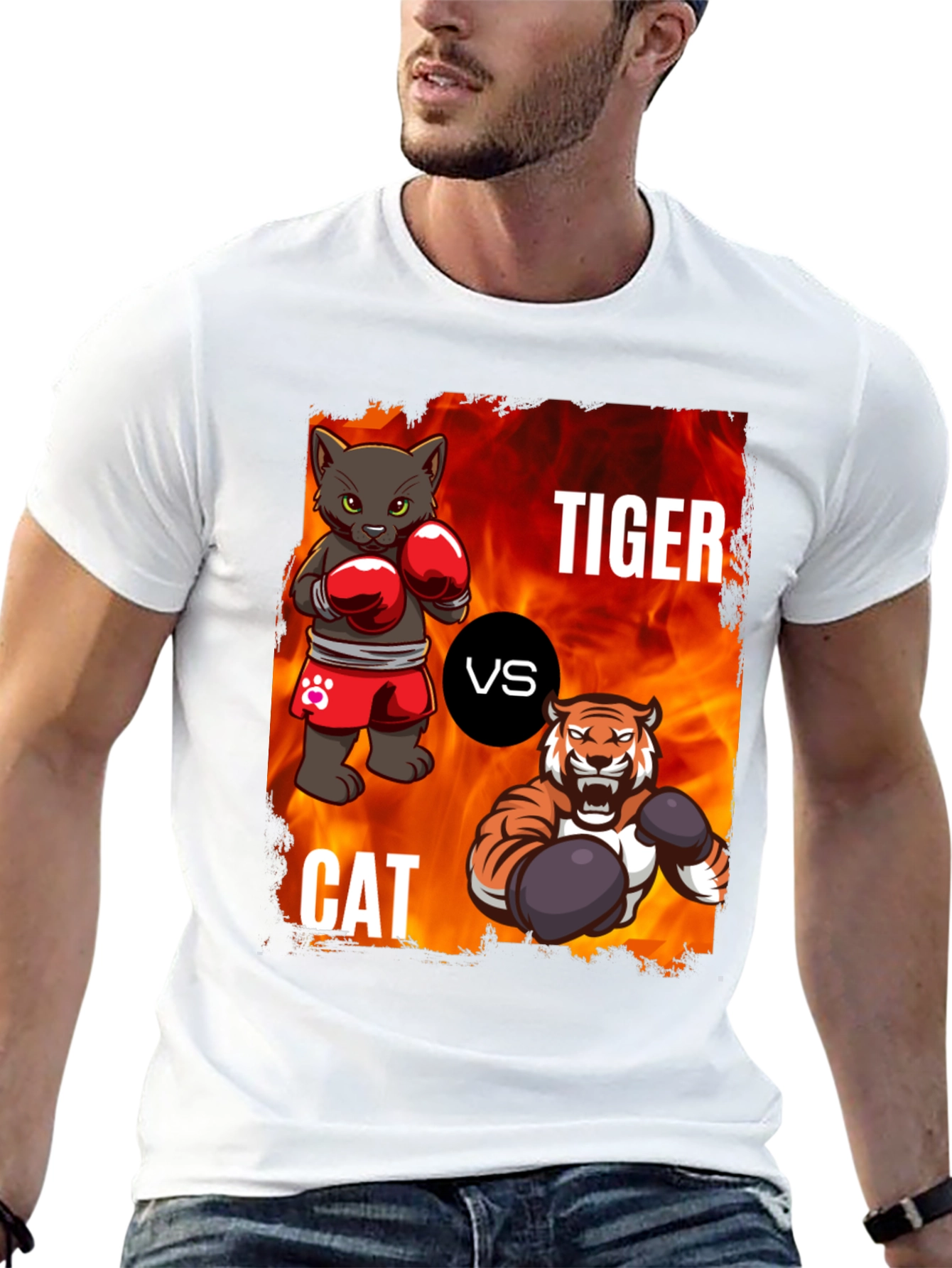 Tiger vs Cat Boxing T-Shirt