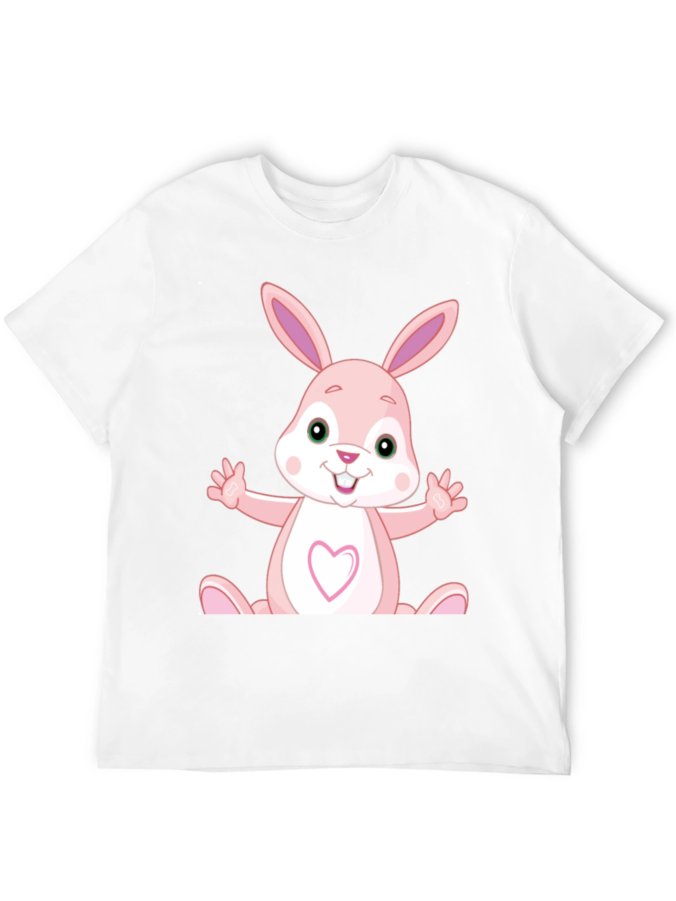 Cute Cartoon Rabbit Graphic Black T-Shirt