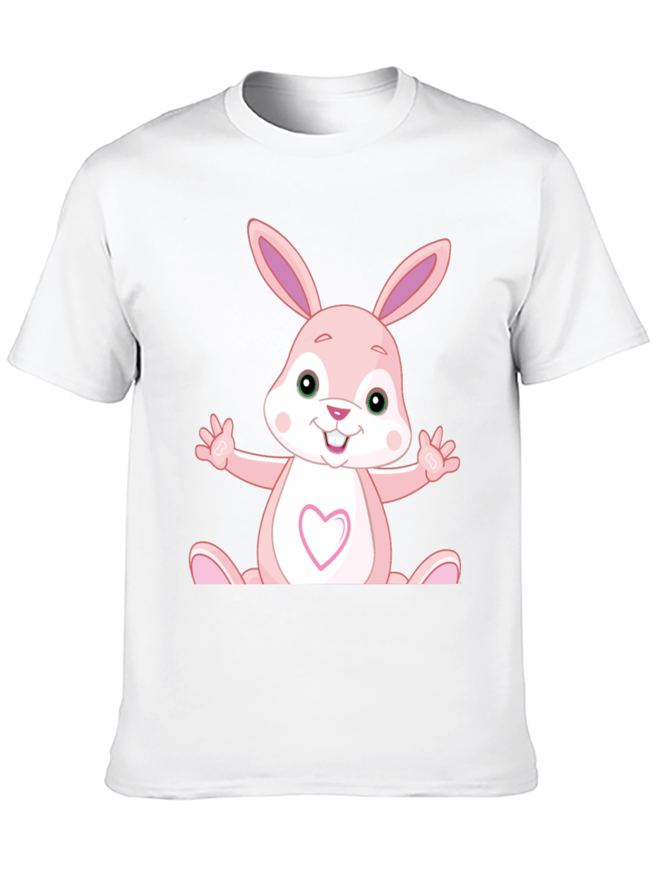 Cute Cartoon Rabbit Graphic Black T-Shirt