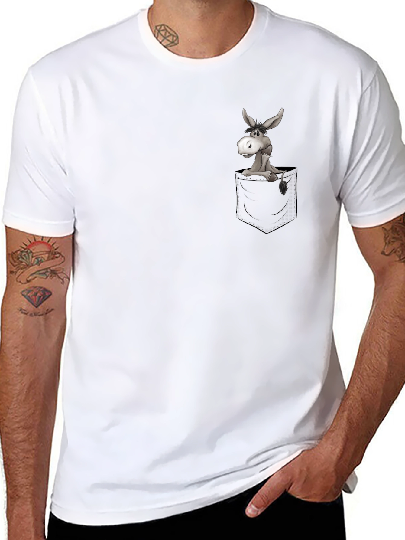Donkey in Pocket Graphic T-Shirt - Casual & Fun