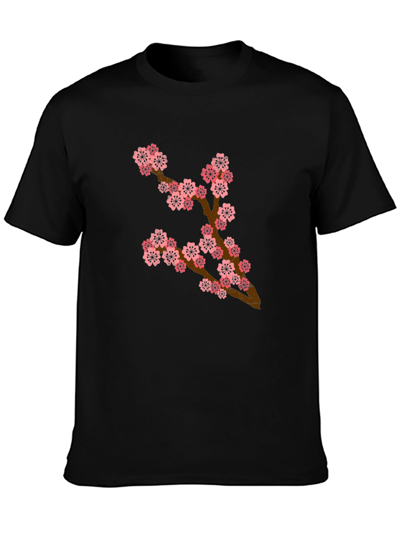 Cherry Blossom Branch Black T-Shirt