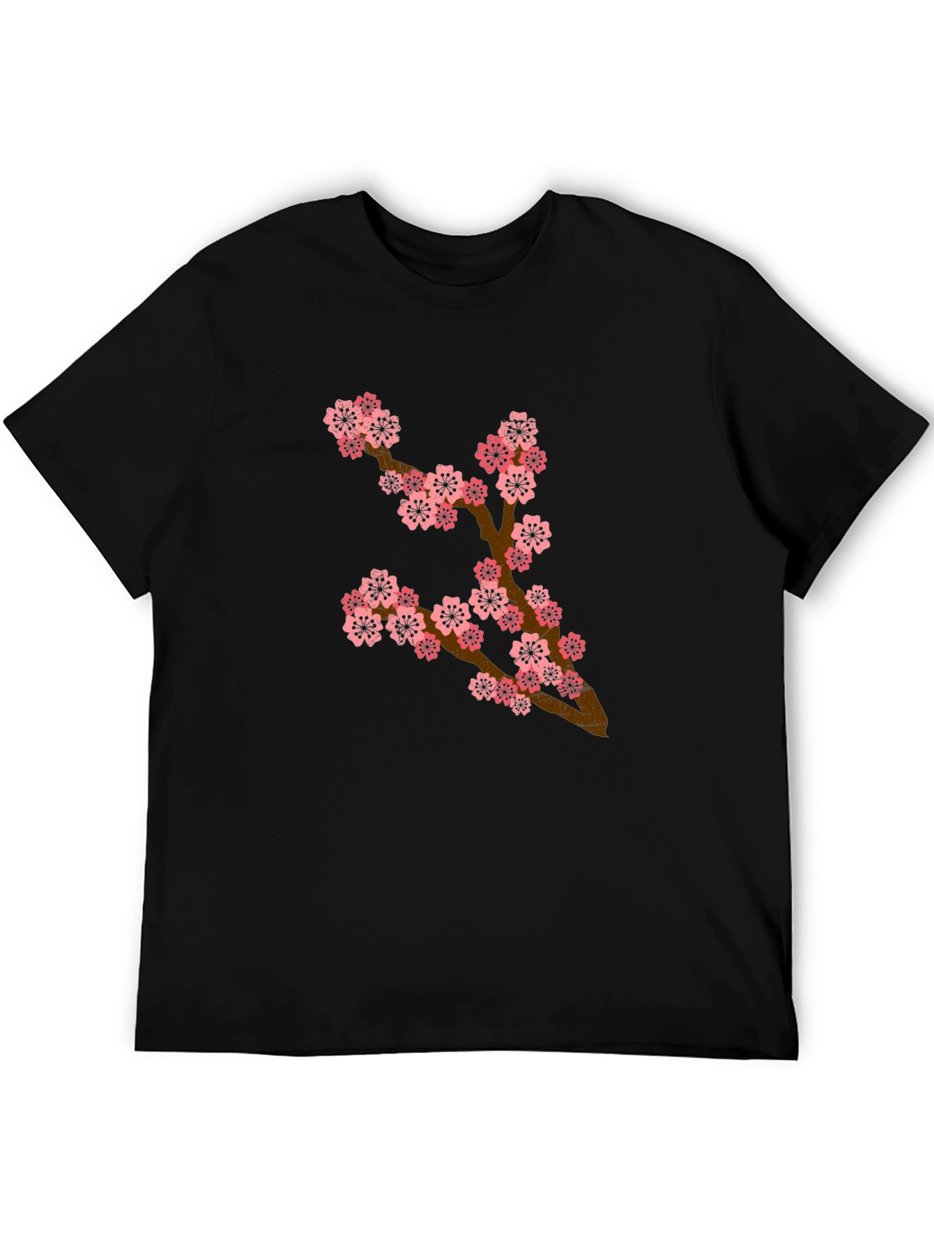 Cherry Blossom Branch Black T-Shirt