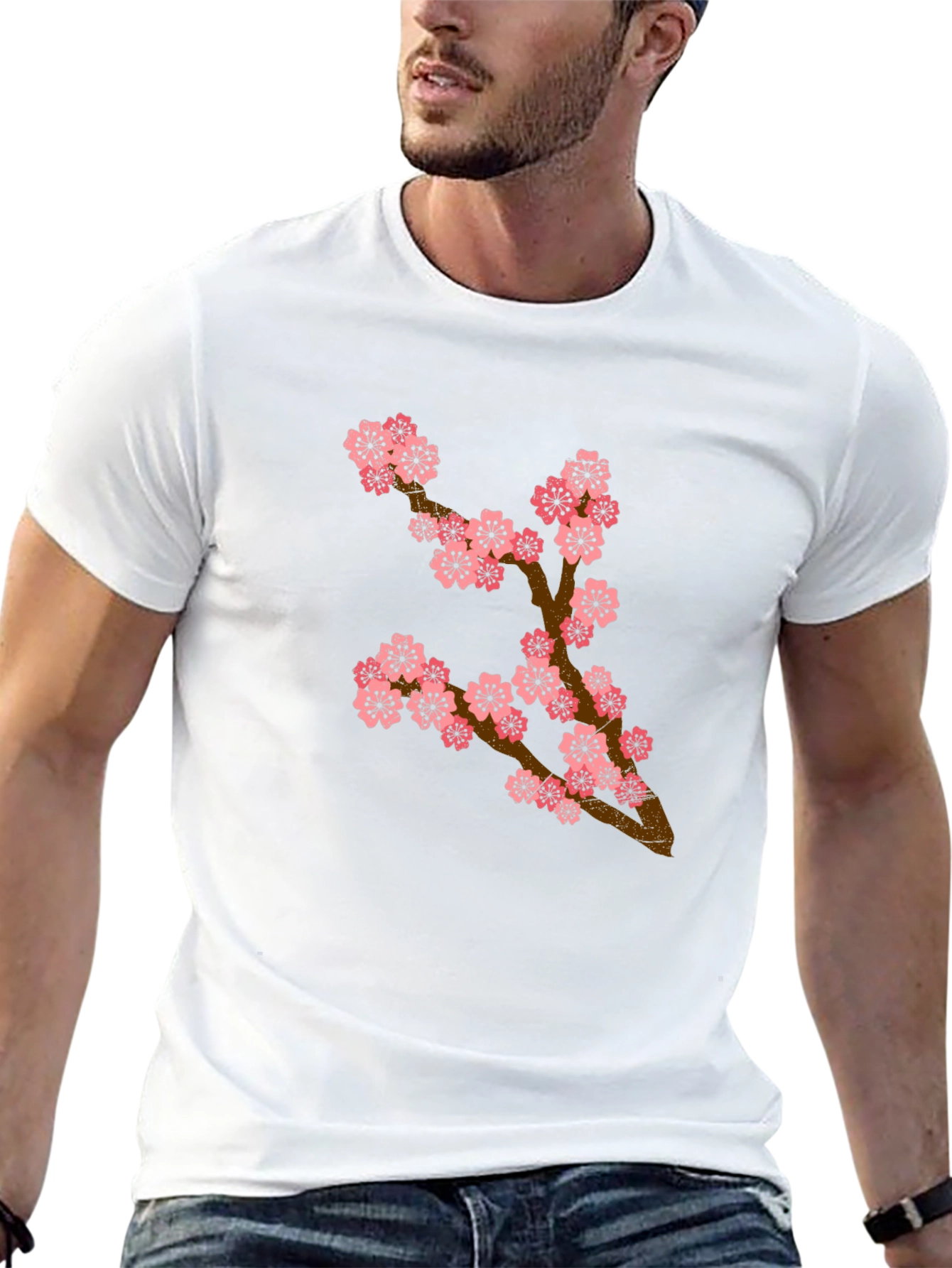 Cherry Blossom Branch Black T-Shirt