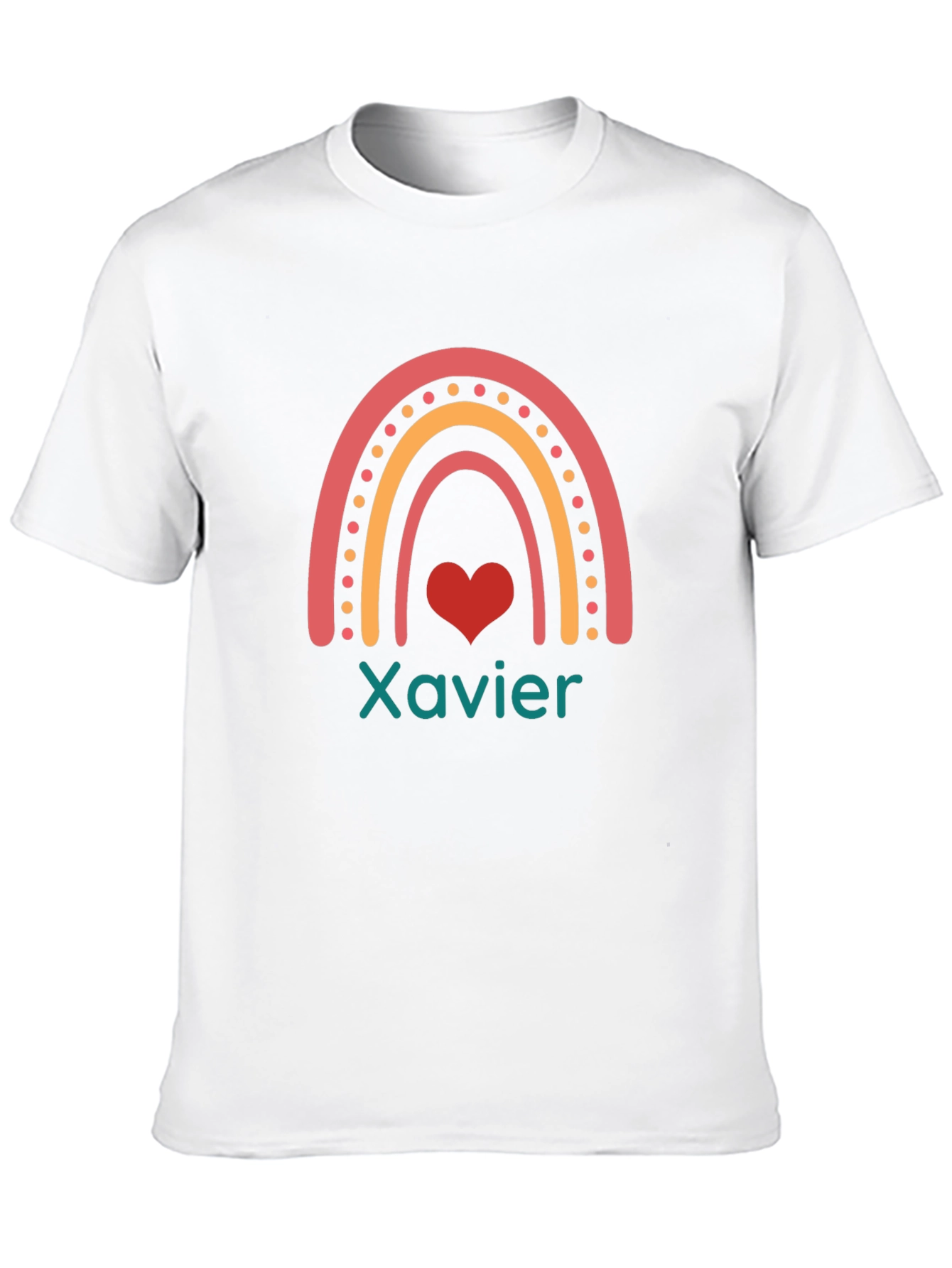 Xavier Rainbow Heart Personalized Black T-Shirt