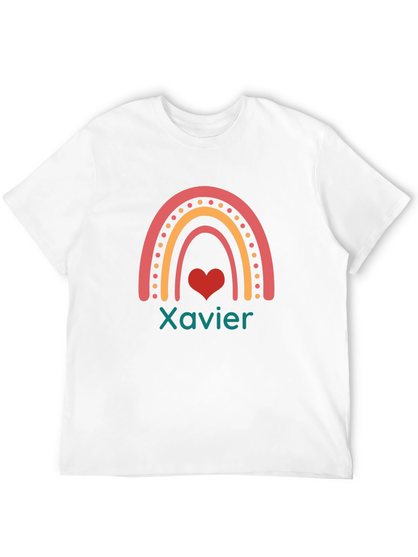 Xavier Rainbow Heart Personalized Black T-Shirt