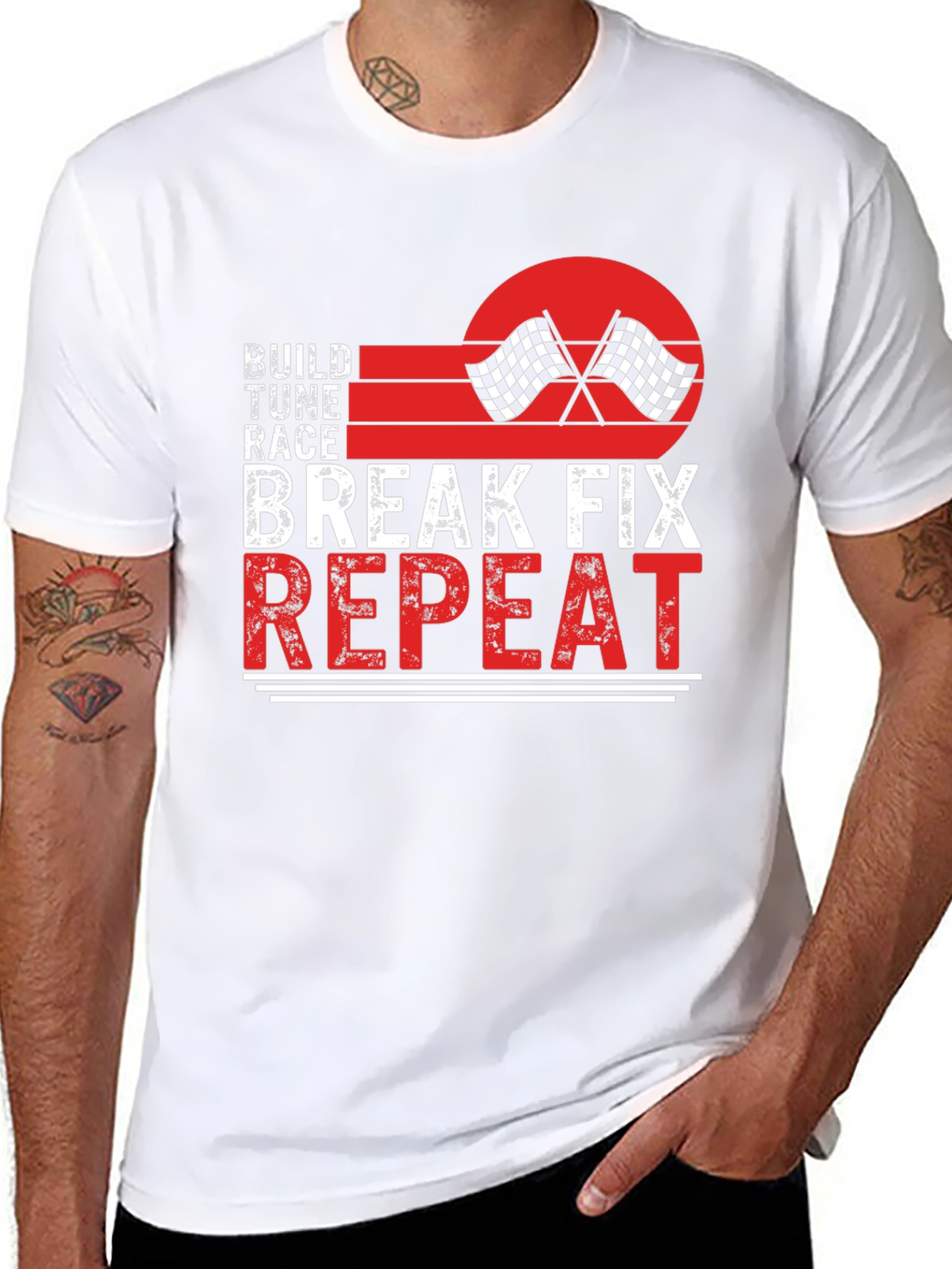 Build Tune Race Break Fix Repeat Graphic Tee
