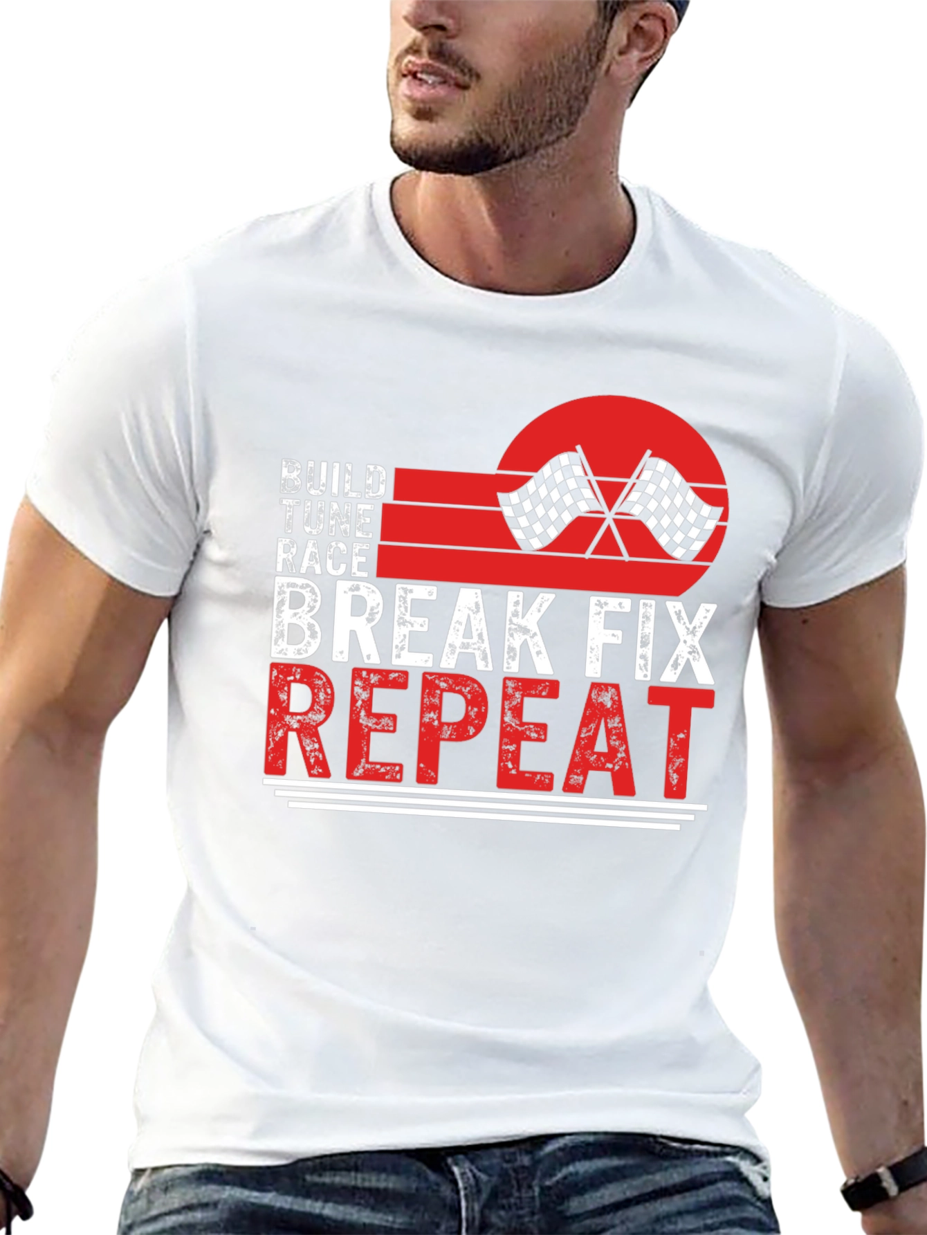 Build Tune Race Break Fix Repeat Graphic Tee