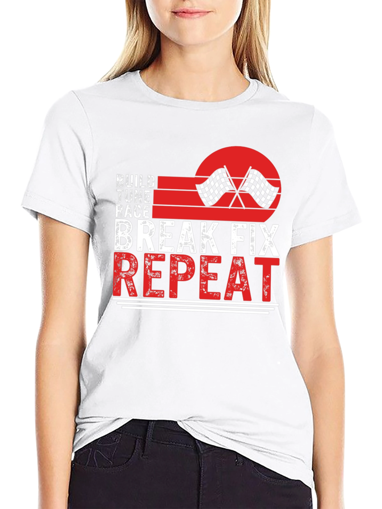Build Tune Race Break Fix Repeat Graphic Tee