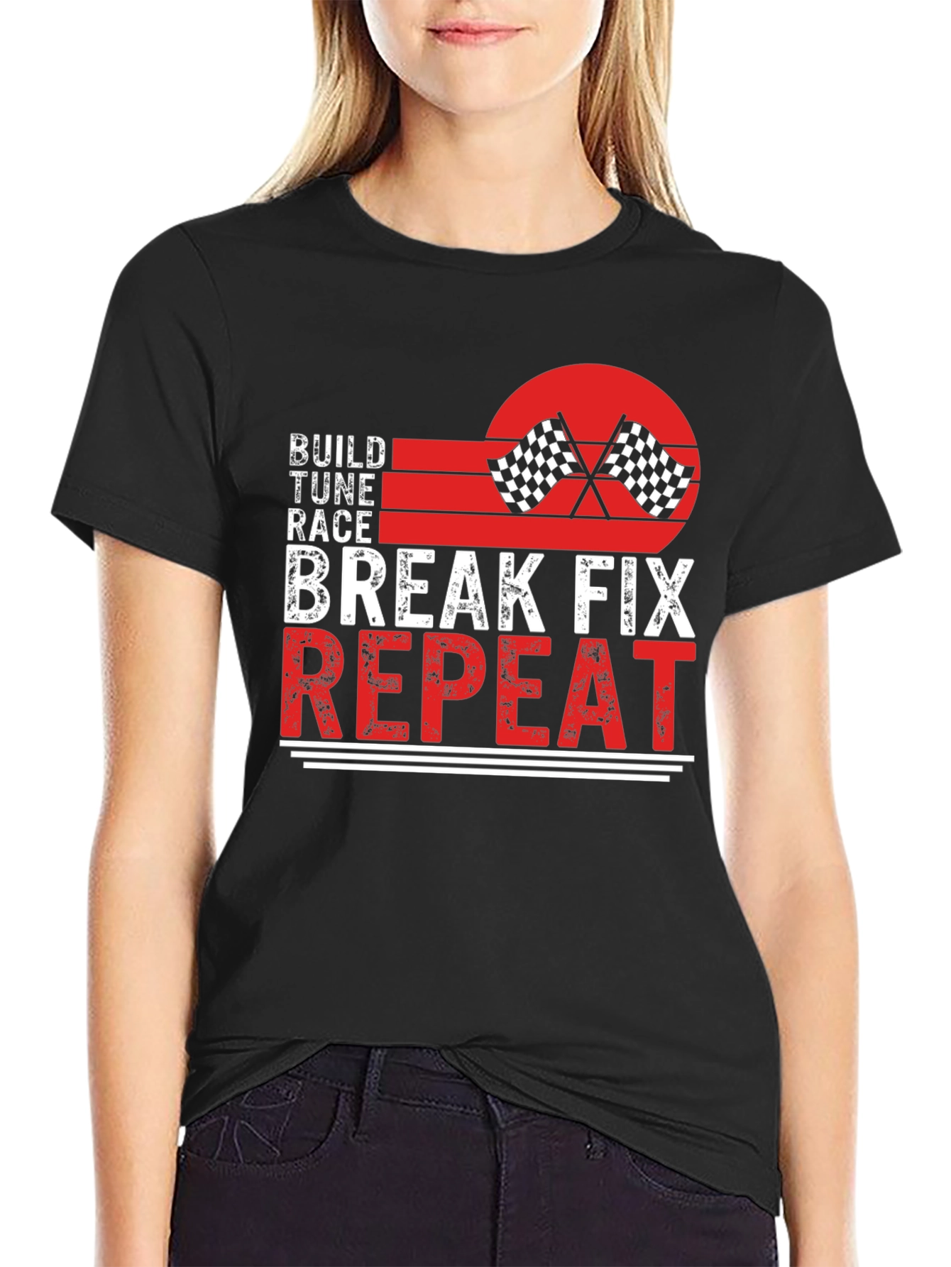Build Tune Race Break Fix Repeat Graphic Tee