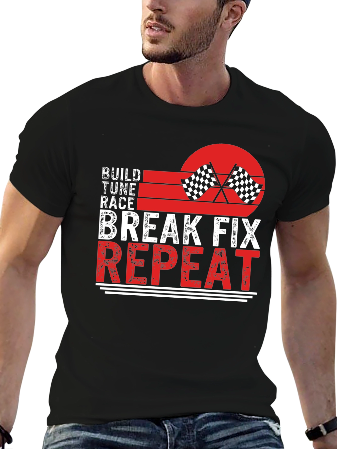 Build Tune Race Break Fix Repeat Graphic Tee